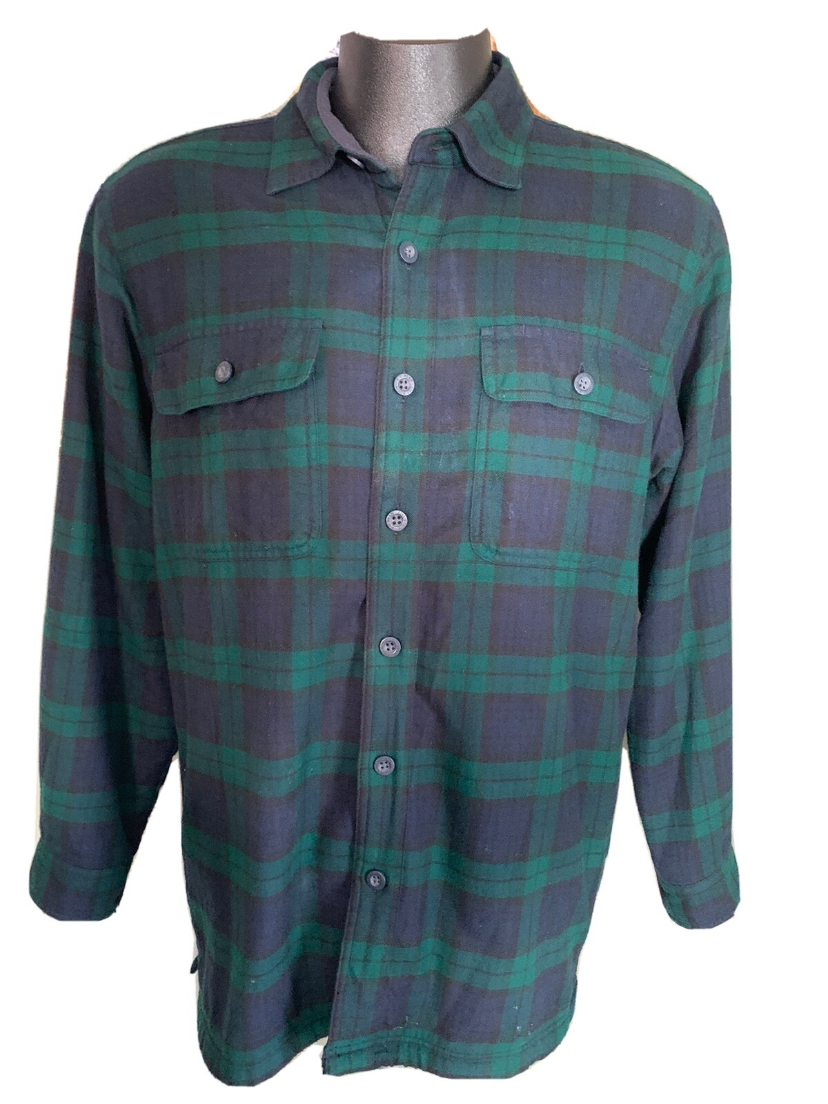 LL Bean Fleece Lined Flannel Shirt Jacket Womens M Plaid Button Front Pockets