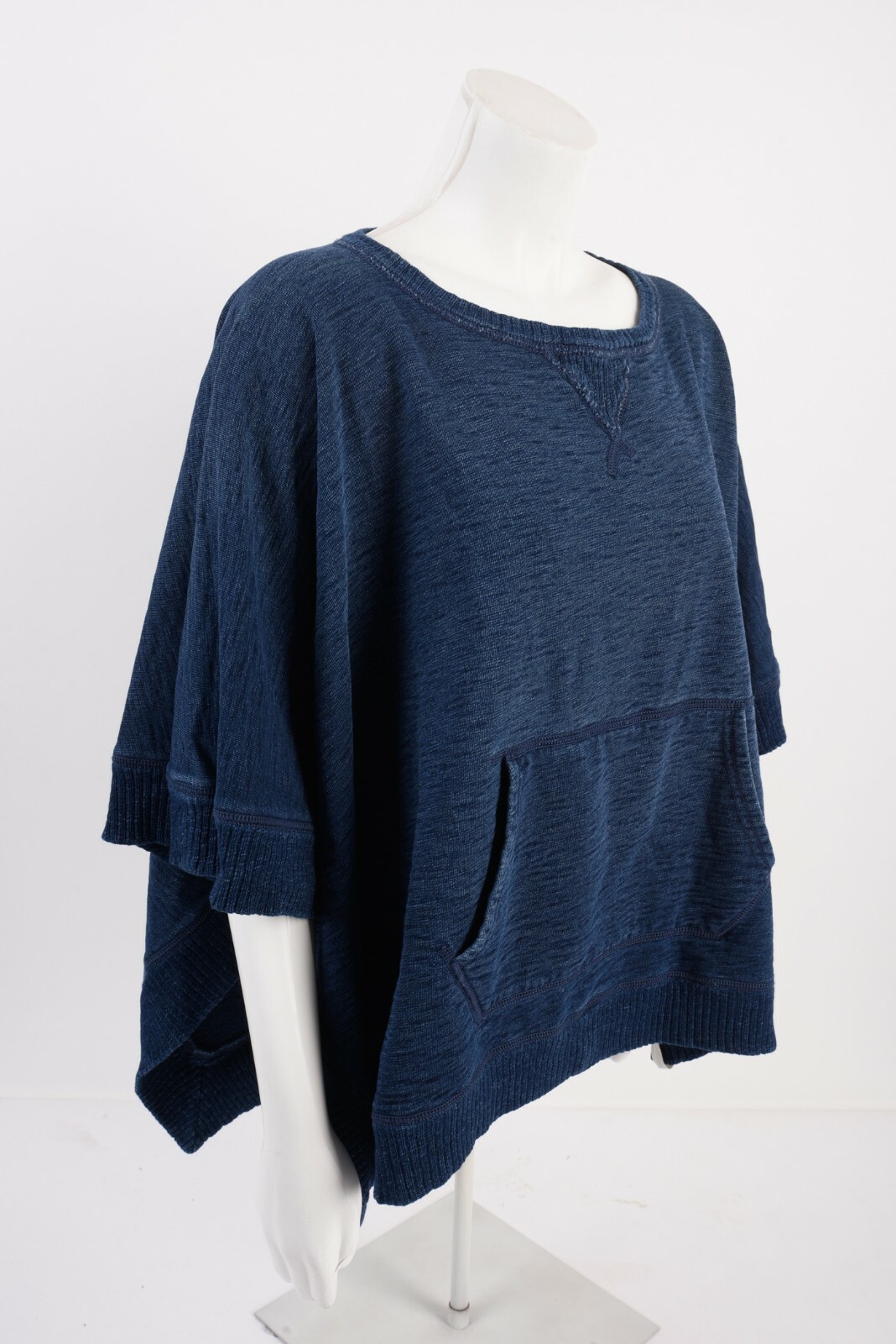 Polo Ralph Lauren Womens Poncho Shawl Cape Shirt XS Blue Short Sleeve Oversized