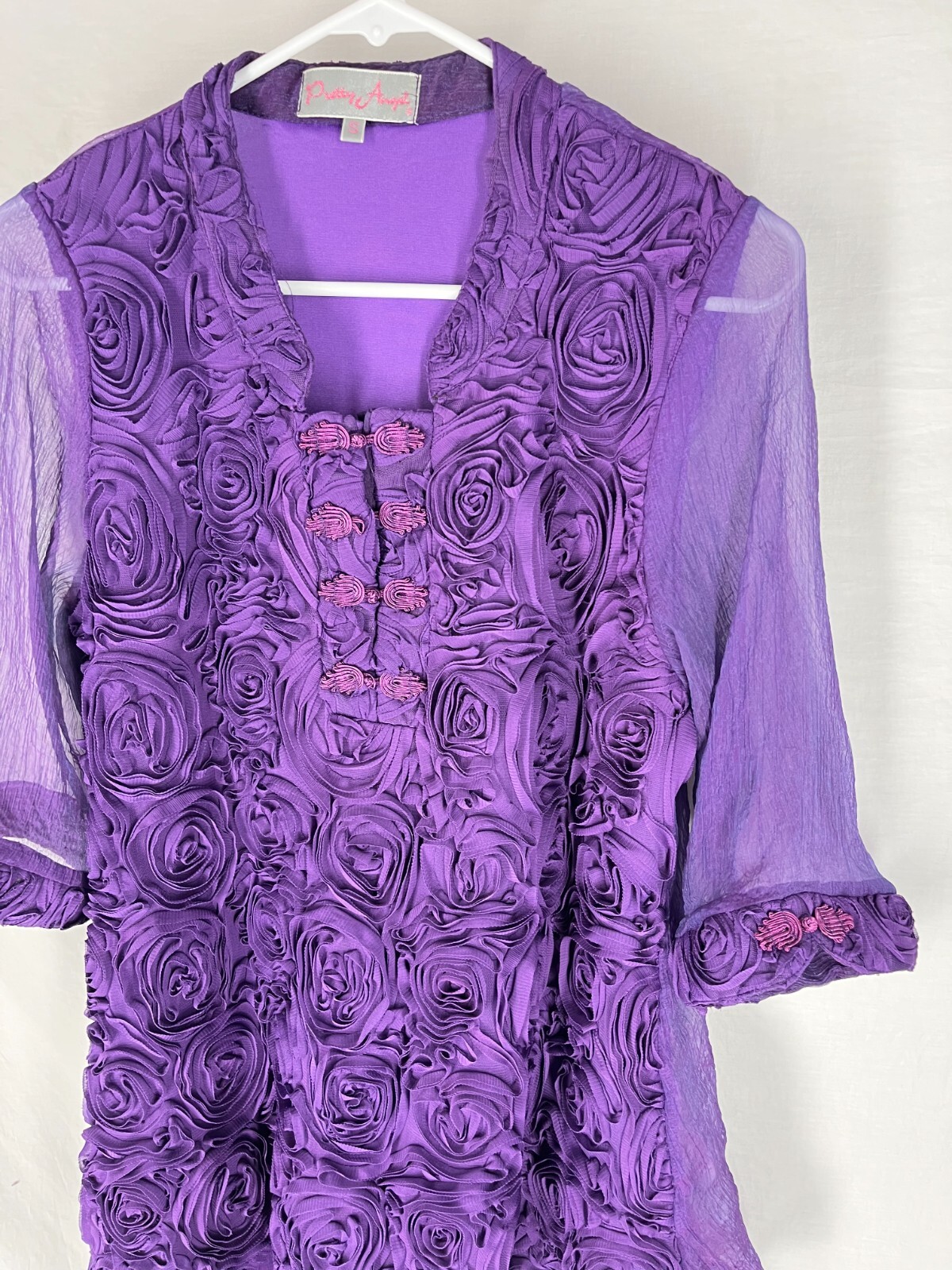 Pretty Angel Women Top Small Purple Lace Ribbon Layered Gothic Goth Grunge