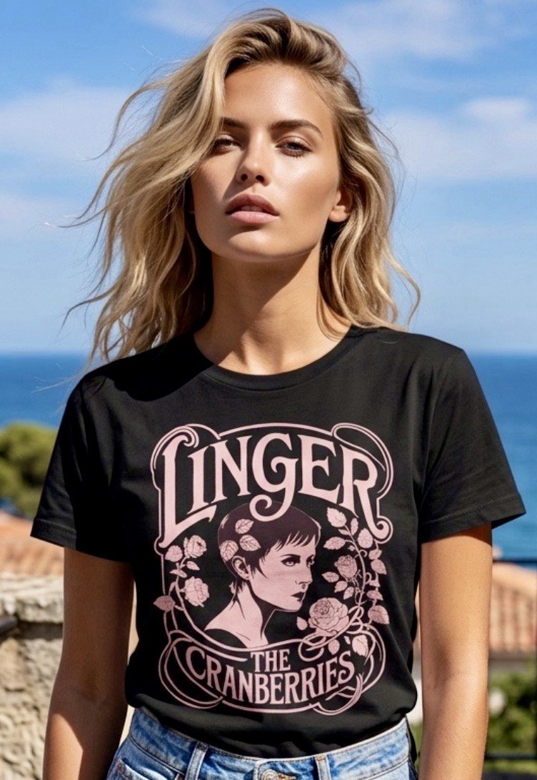 Linger The Cranberries Band 90s Women Classic Black T-Shirt 100% Cotton Size S