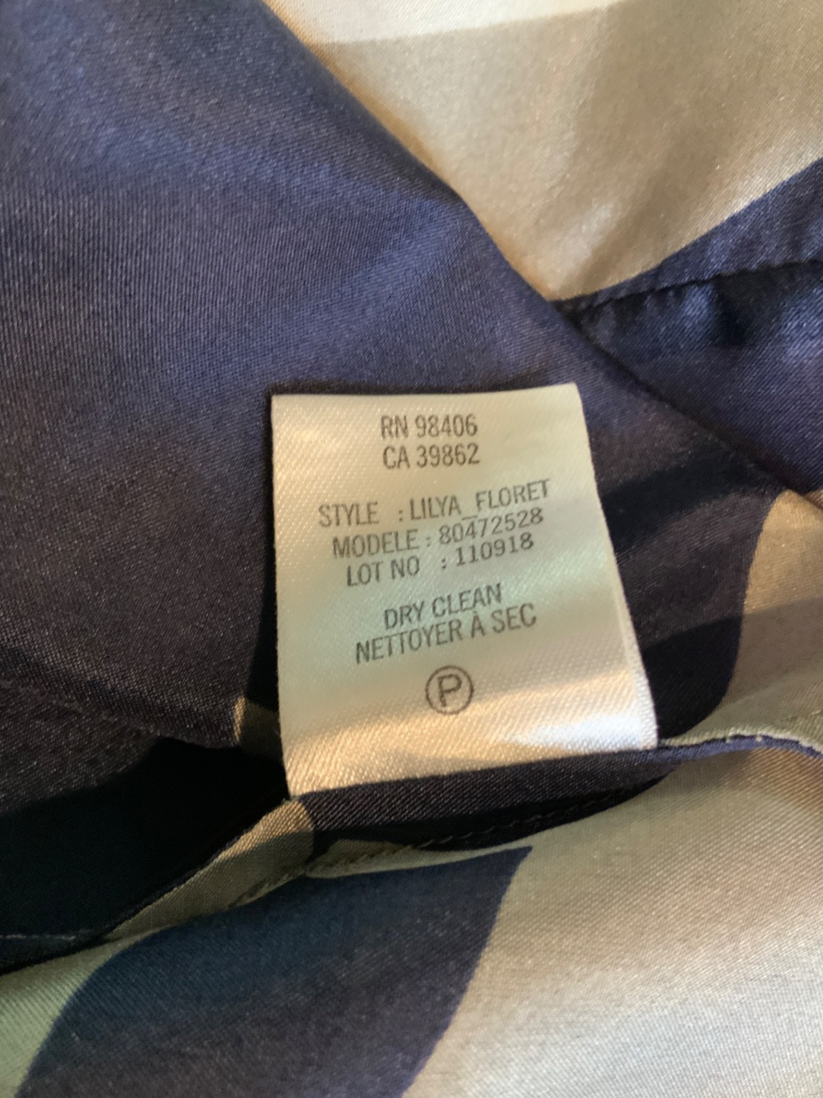 Theory Gray Blue Purple Geometric Silk Blouse, Size 4