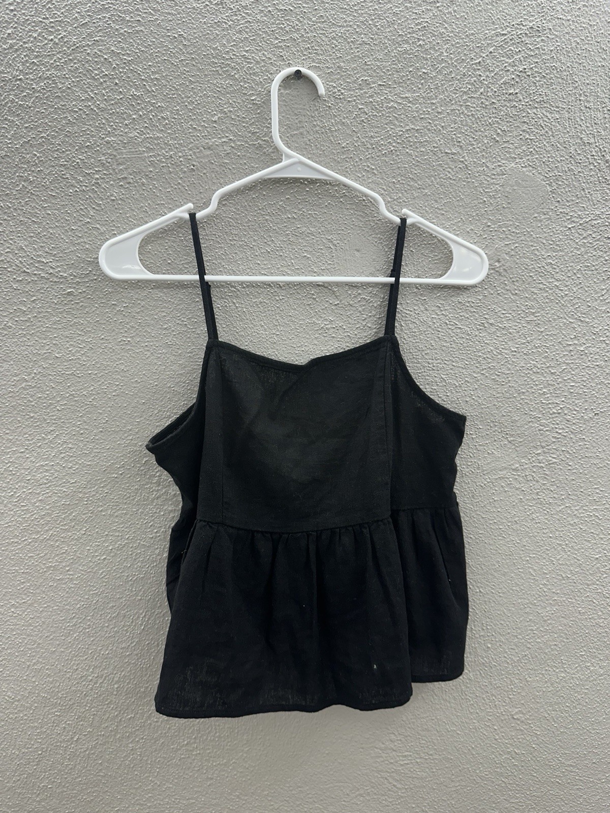 L.A. Hearts Womens Tank Top Size Small Black Babydoll Back Tie Linen Blend