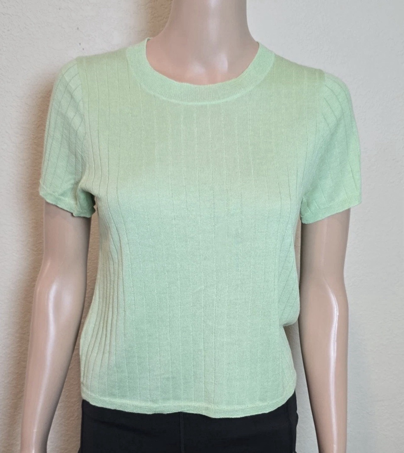 J Crew Women Cashmere Silk Cropped T Shirt Size Medium Green Lightweight Luxe