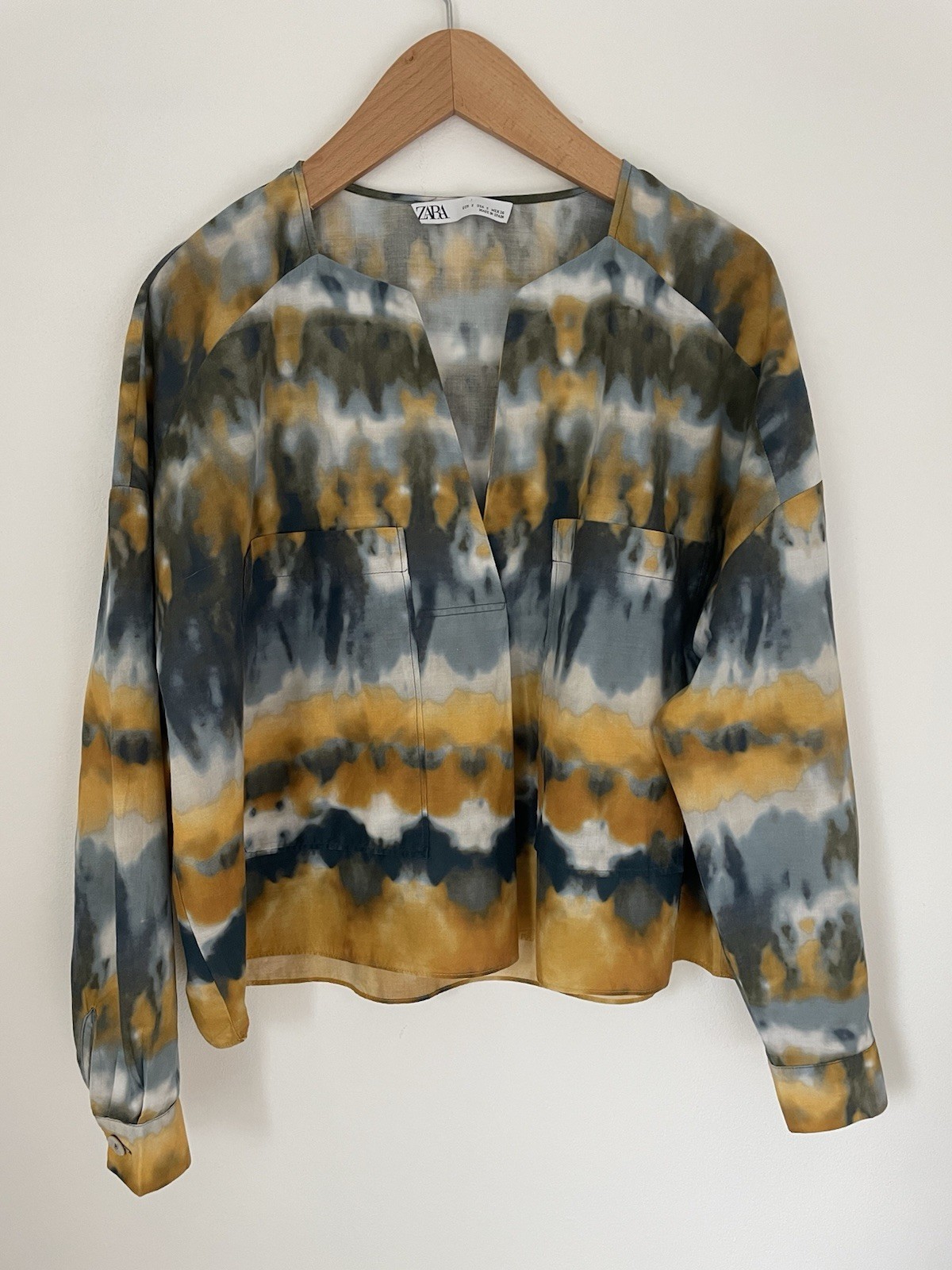 Zara Women’s Oversized Top Multicolor Cotton Sz S Tie Dye Breathable Bohemian