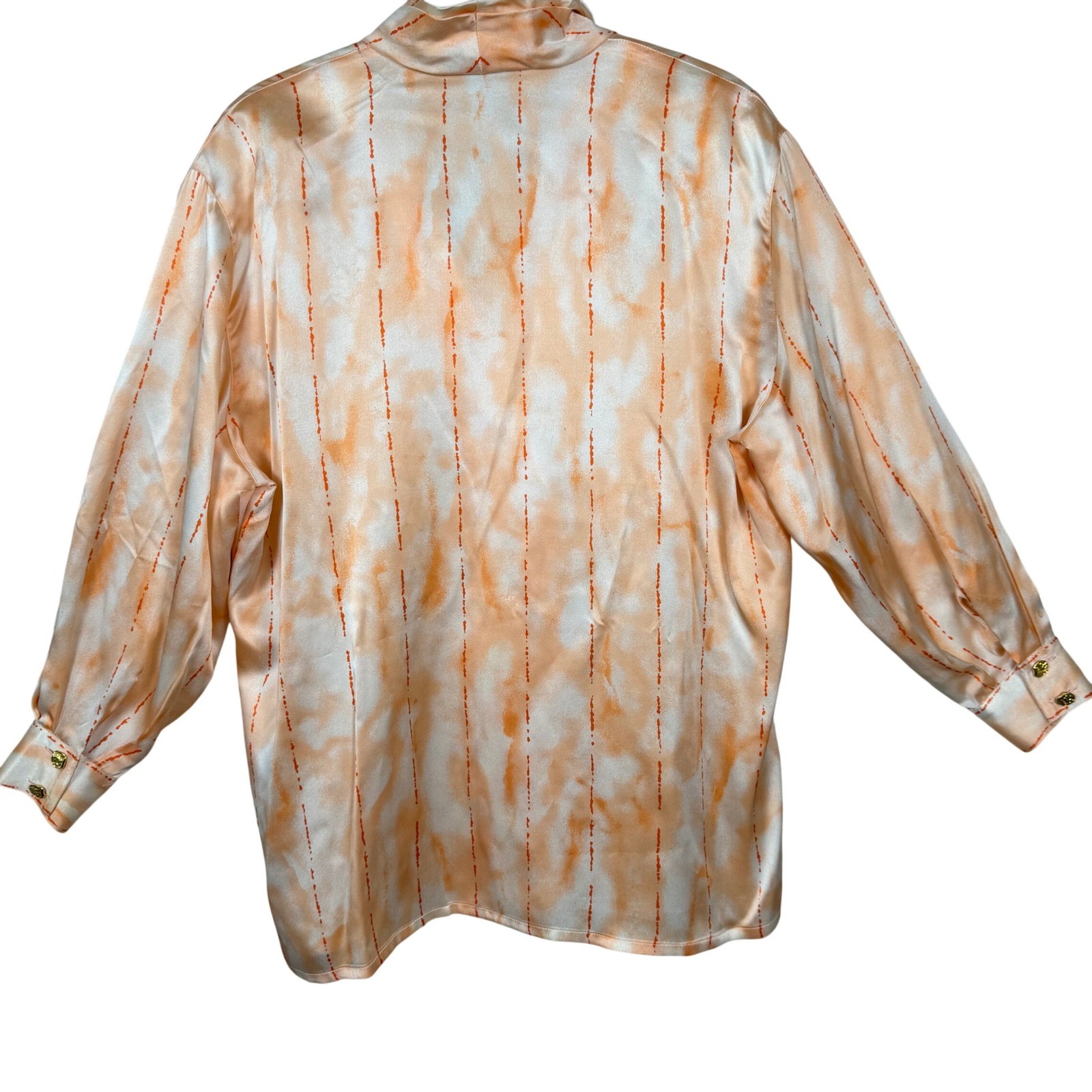 Escada Margaretha Ley 100% Silk Blouse Vintage Peach Gold Button EU40 US 10