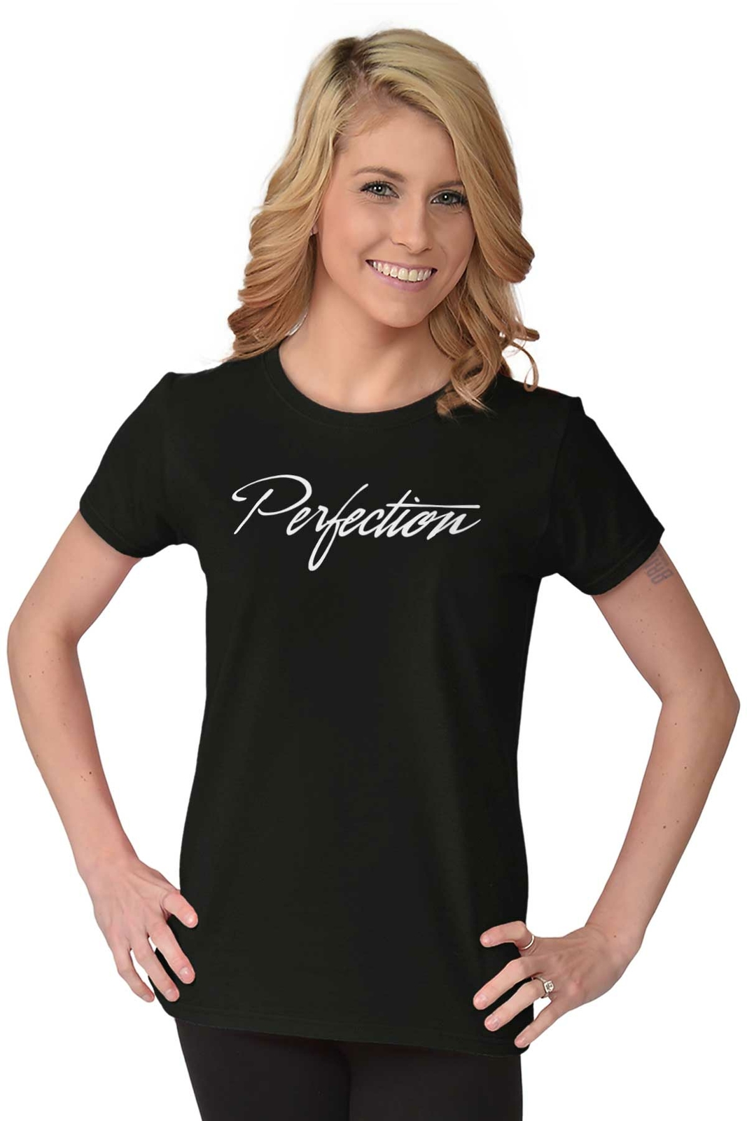 Sassy Attitude Perfection Inspire Positivity Womens Top Junior Graphic Tee