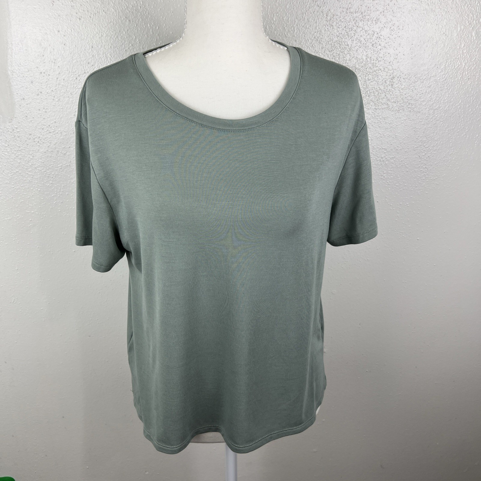 Auden Shirt Sleepwear Women Medium Green Short Sleeve Soft Knit Relaxed Lounge