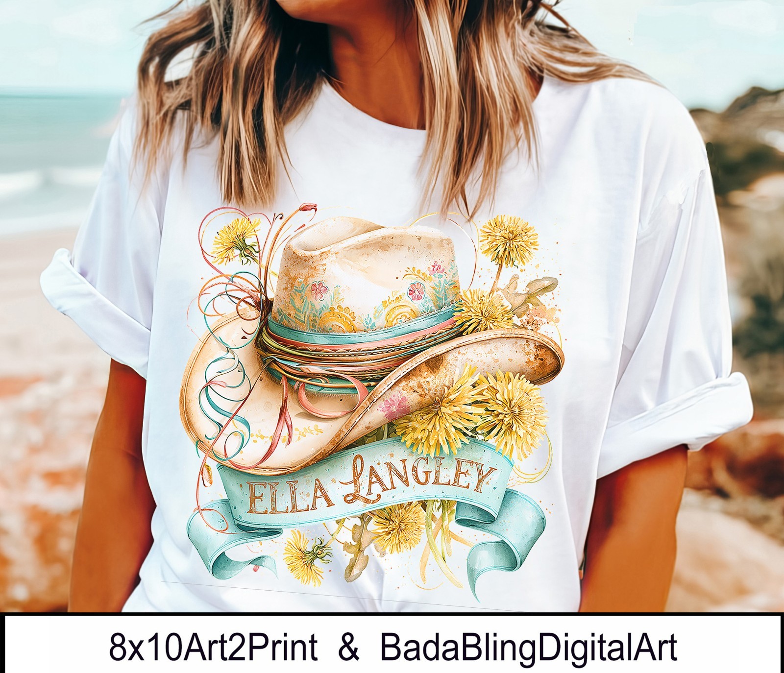 Ella Langley dandelion original watercolor art comfort color t-shirts