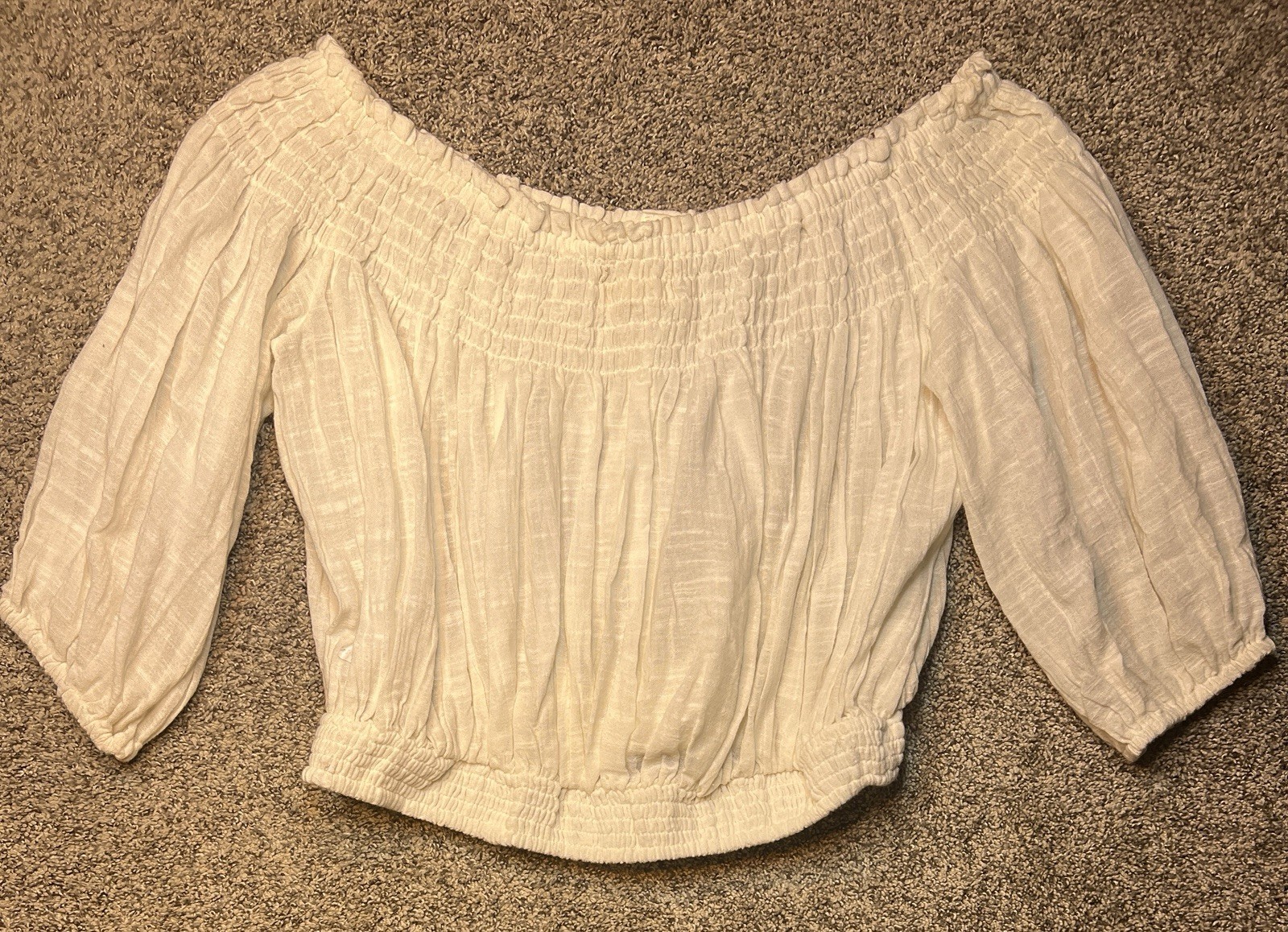 Free People We The Free Top MEDIUM Dancing Till Dawn Off The Shoulder Smocked