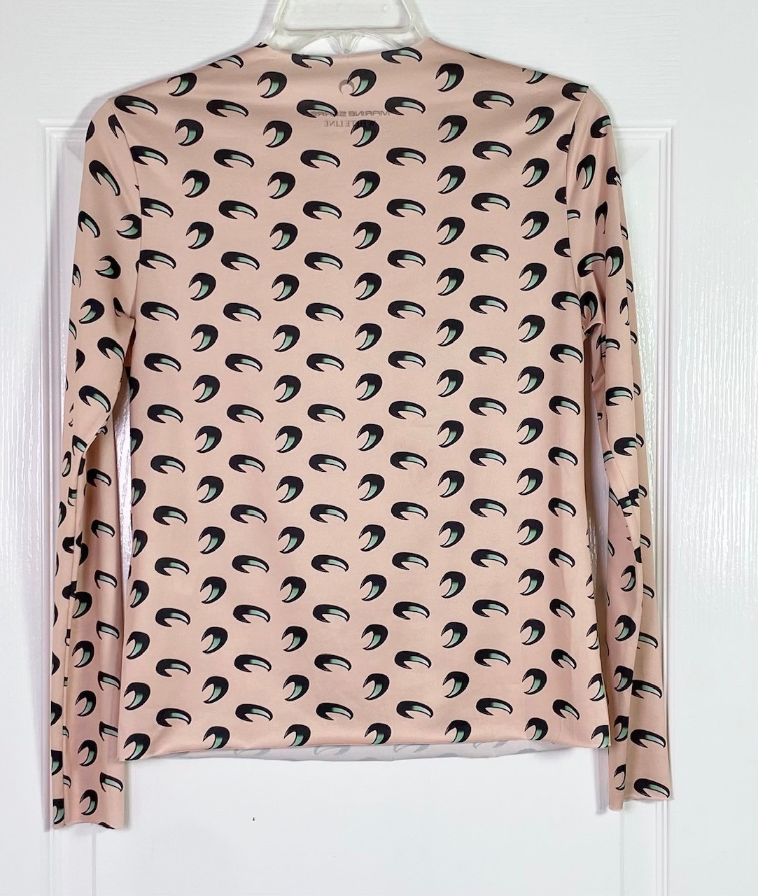 MARINE SERRE White Line Second Skin Stretch Tan Moon Print Long Sleeve Top M = 8