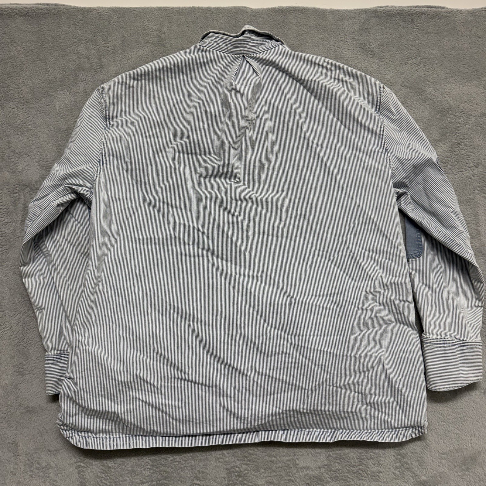 Dovetail Workwear Pin Striped Elbow Patch Button Up Shirt Shacket Womens XL