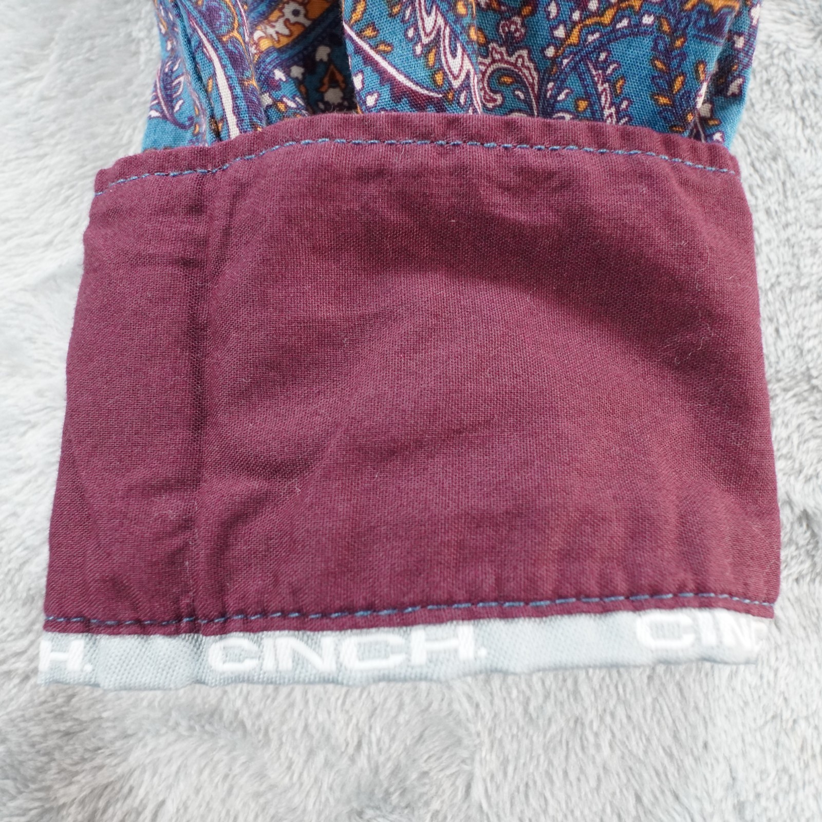 Cinch Western Shirt Women XL Blue Paisley Cotton Flip Cuff Cotton Cowgirl Casual