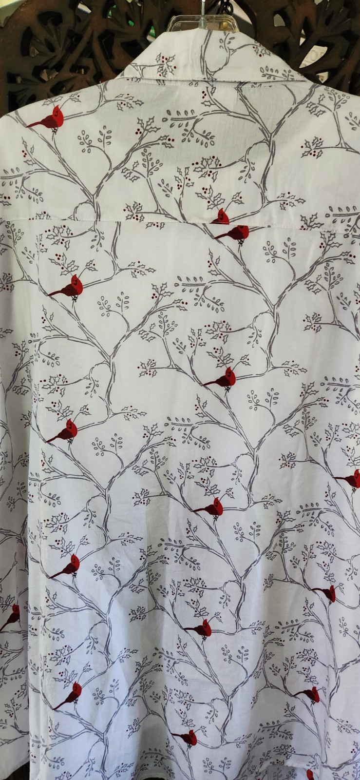 Vermont Country Store Women XL Top Tank Shirt Set Cotton White Red Cardinals