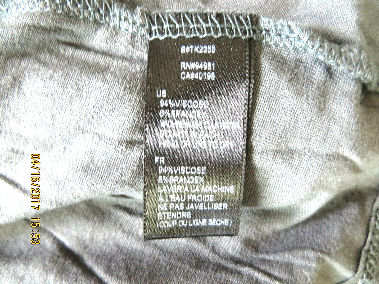 TWENTY ONE SZ S Viscose/Spandex Charcoal Gray Ruffle Shirt High Neck Blouse Top