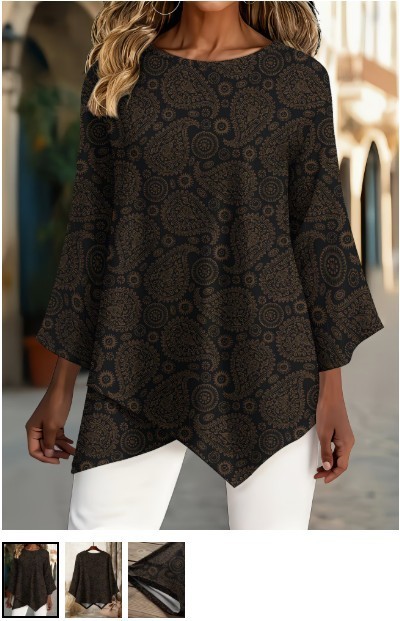 New Ladies Long Sleeved Black & Brown Paisley Design Top – Size 18