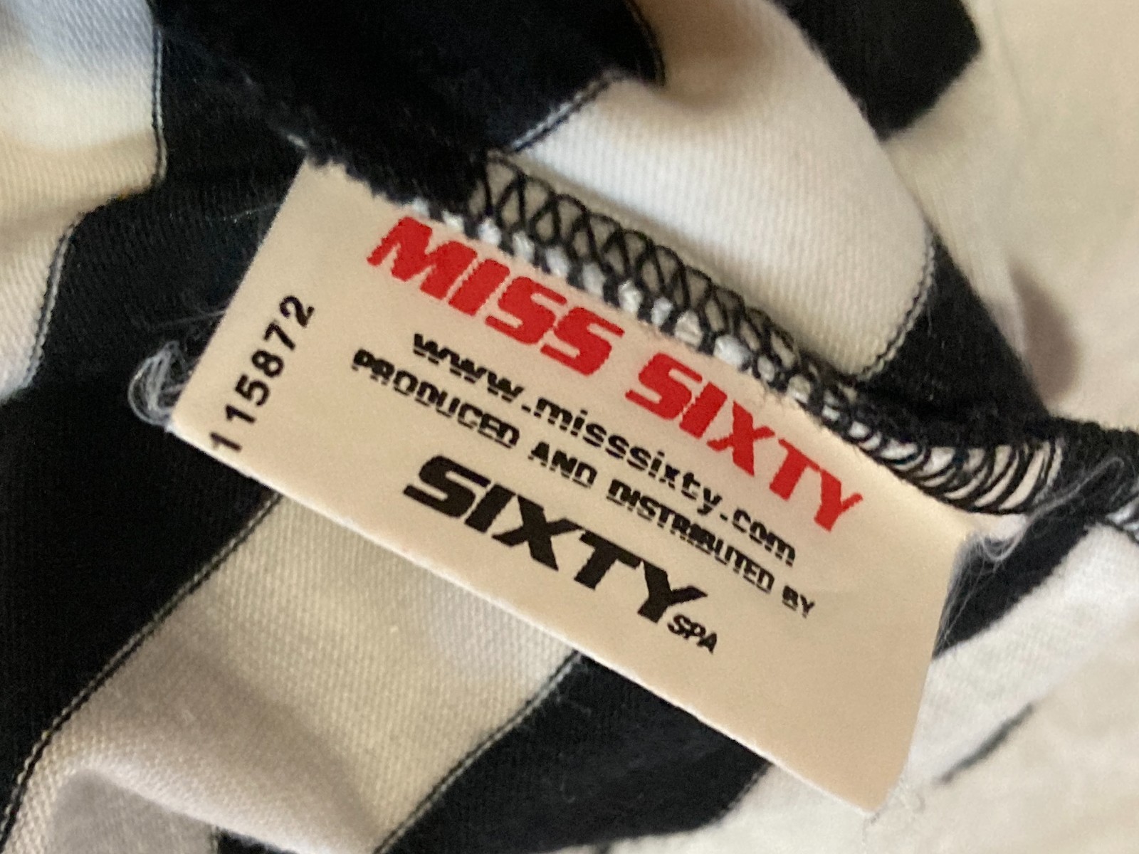 Vintage Miss Sixty Striped Racerback Crop Top Tank Black White Y2K 90s Grunge M