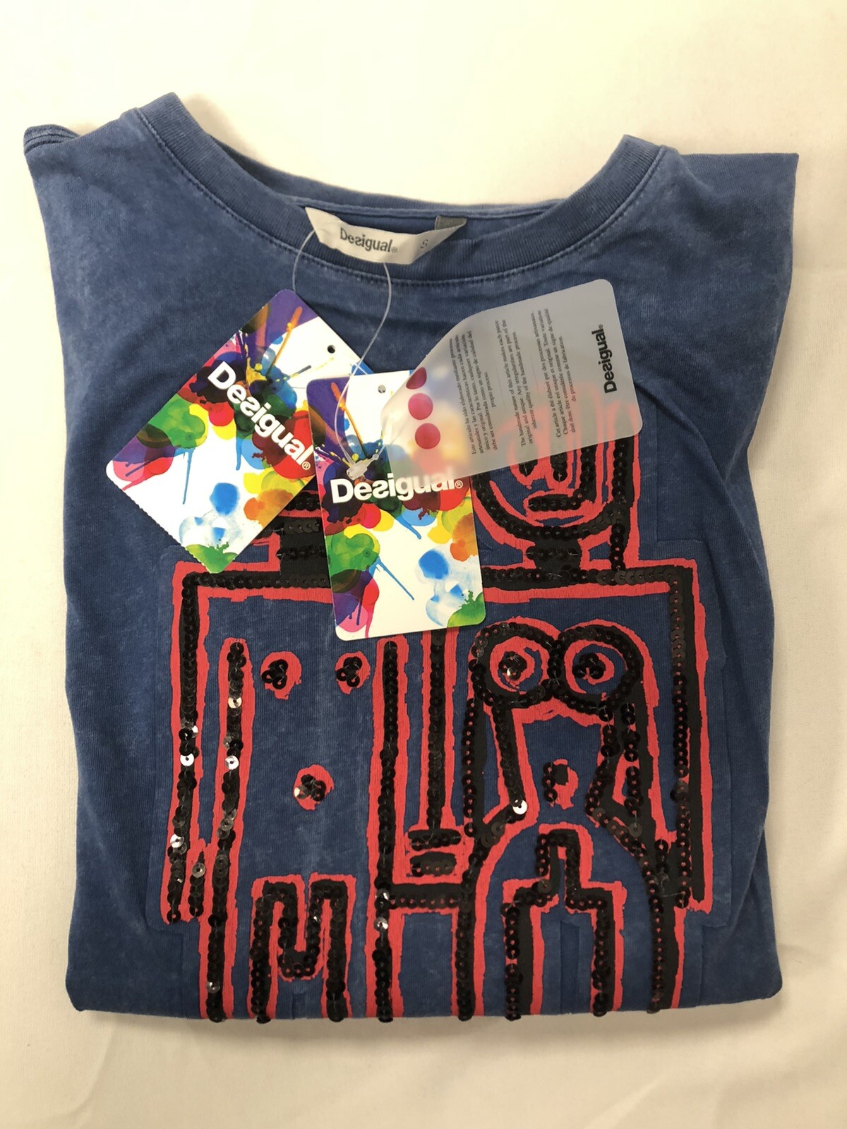 Desigual Women’s T-Shirt Multiple Sizes Available Colors Blue New !!