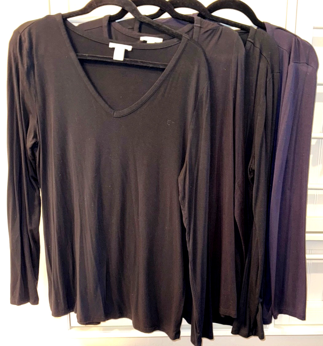 Daily Ritual Womens V-Neck Swing Top Size XL Long Sleeve Set of 4 Jersey EUC
