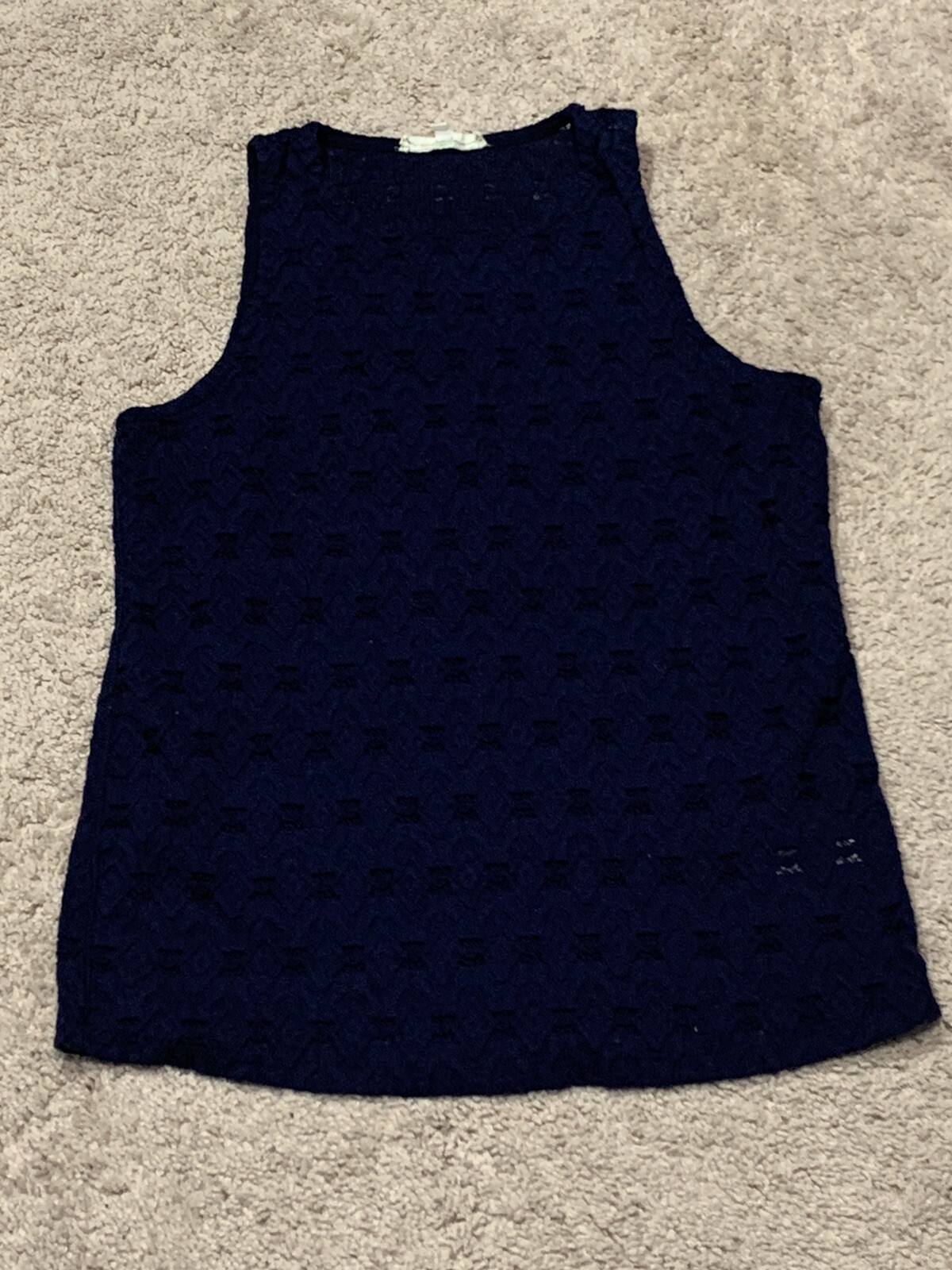 Pure Good Womens Sleeveless Shirt Size Small Blue Lace Lightweight Top