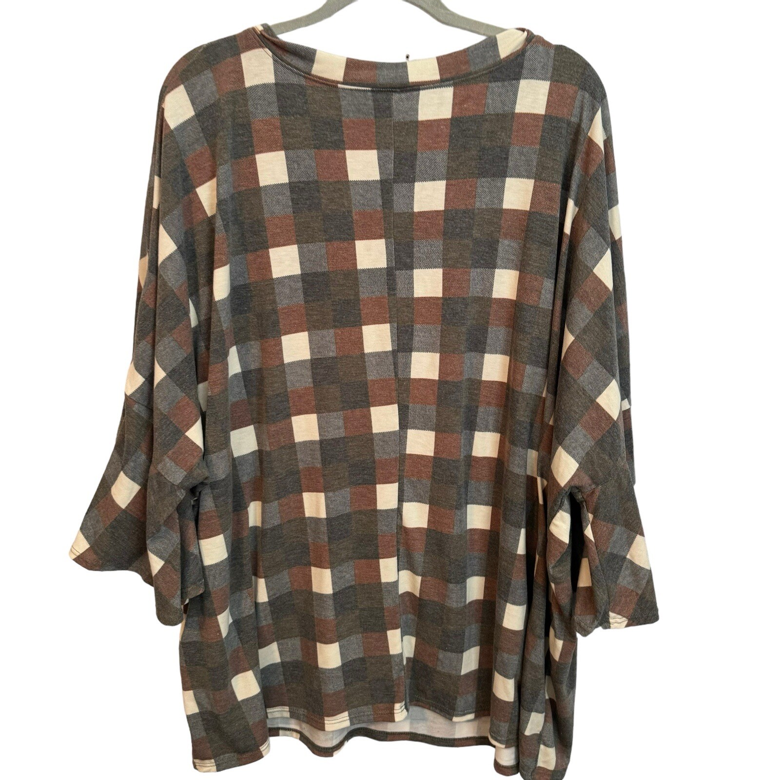 Crepas Blouse Size 2X/3X Gray Multi Sleeves 3/4 Women Top Blouse