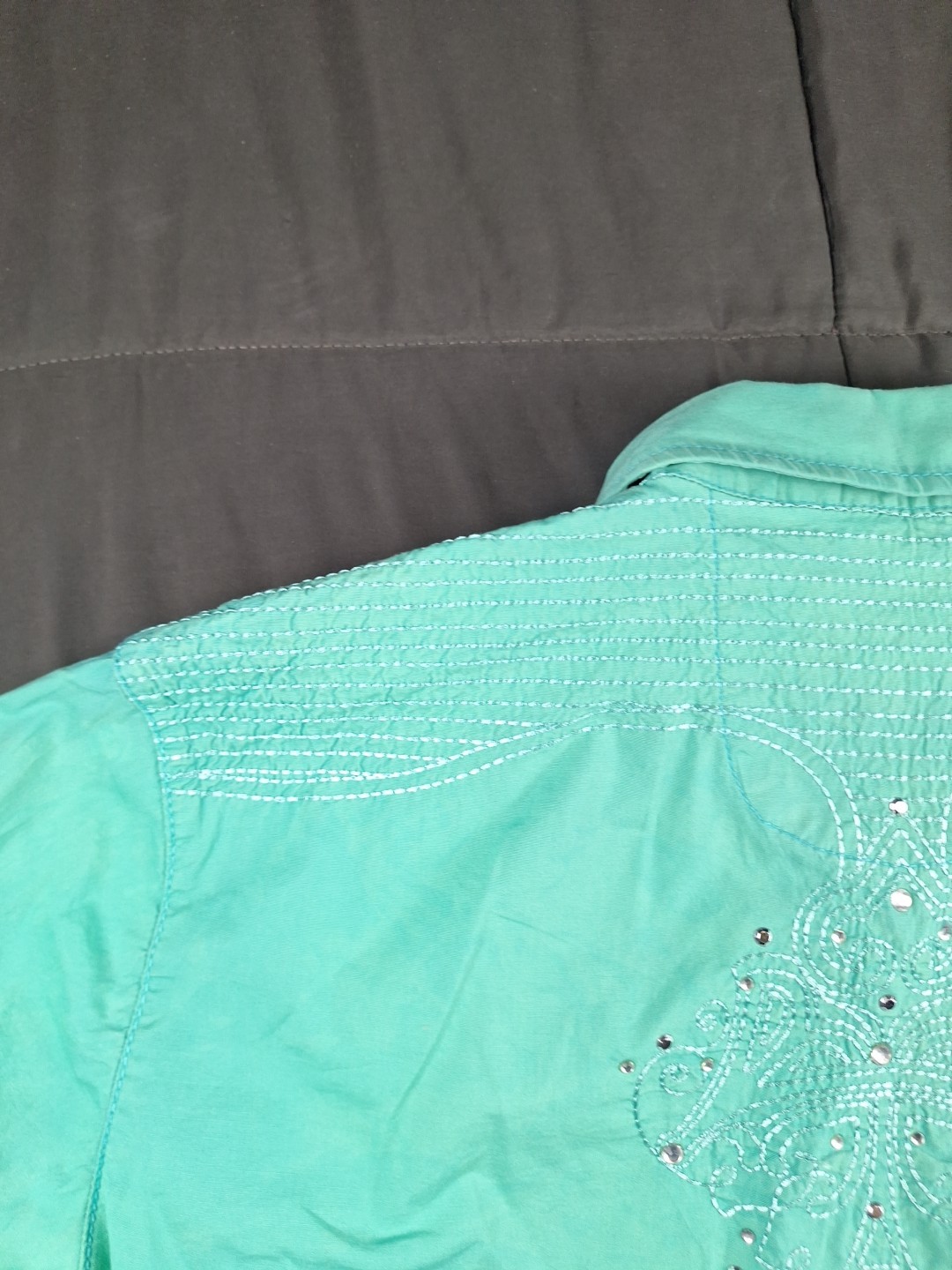 Rock 47 by Wrangler Shirt Gem Snap Embroidery Gemstone Rhinestones Womens Large