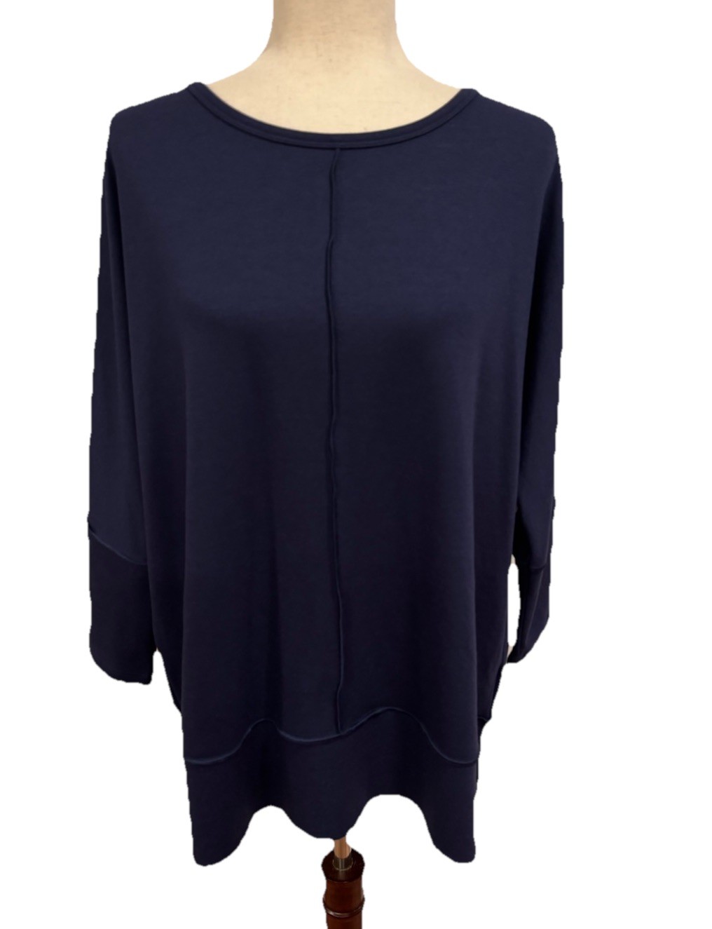 NWT Spanx PLT Perfect Length Dolman Sweatshirt Womens M Blue Stretch 50171R