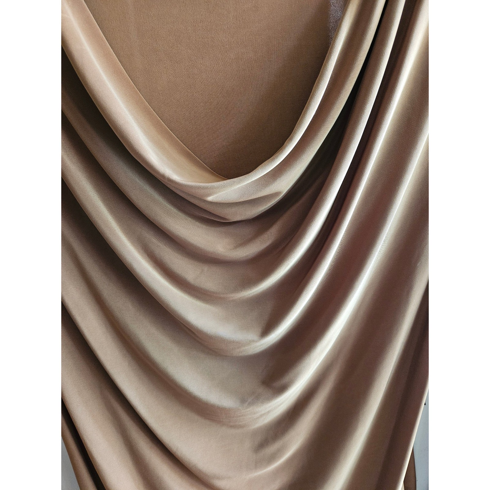 BE Stage Cowl Neck Long Sleeve Top Bronze Copper Draped Blouse Womens XL