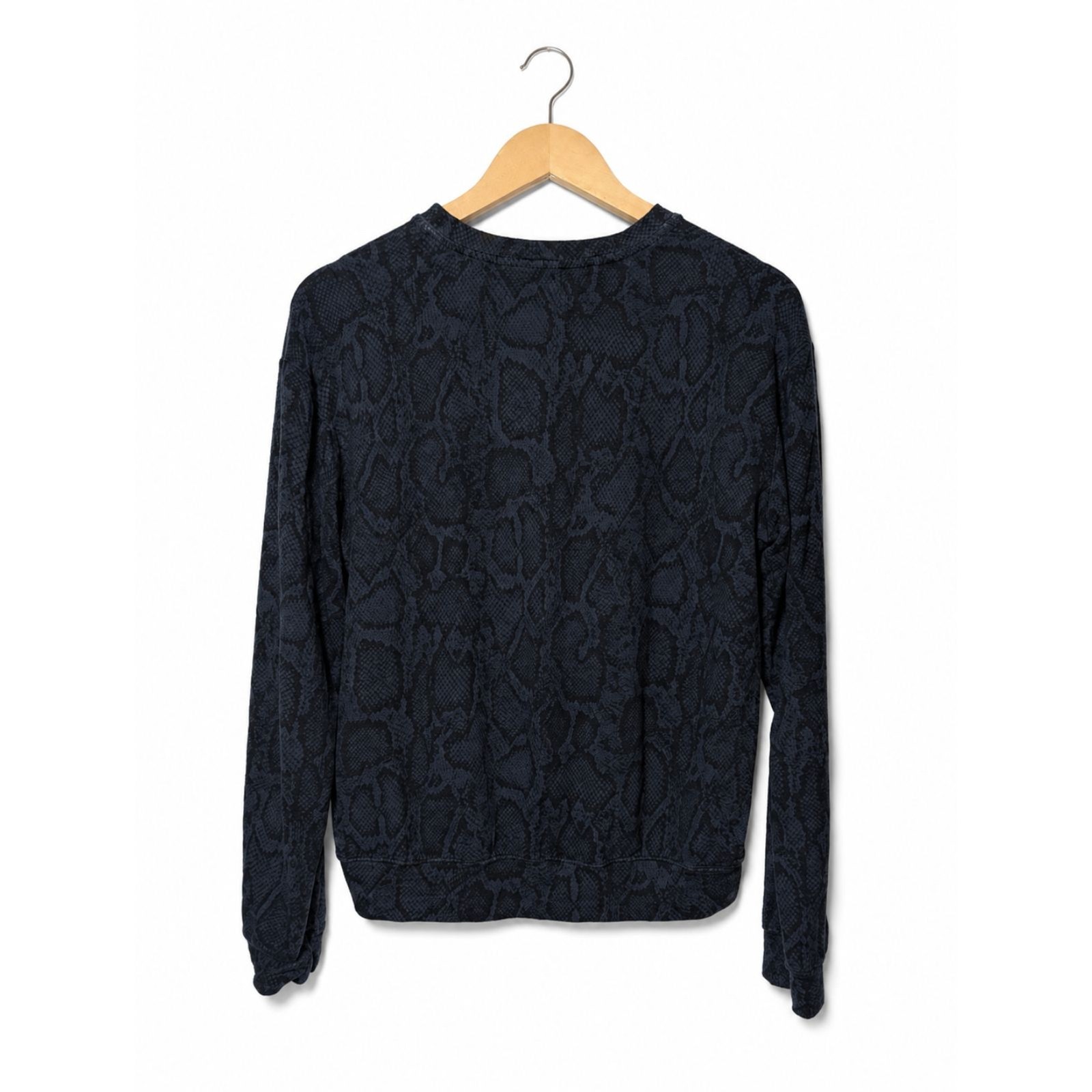 Sundry Navy Snake Print Sweatshirt S Made in USA Soft French Terry Pullover