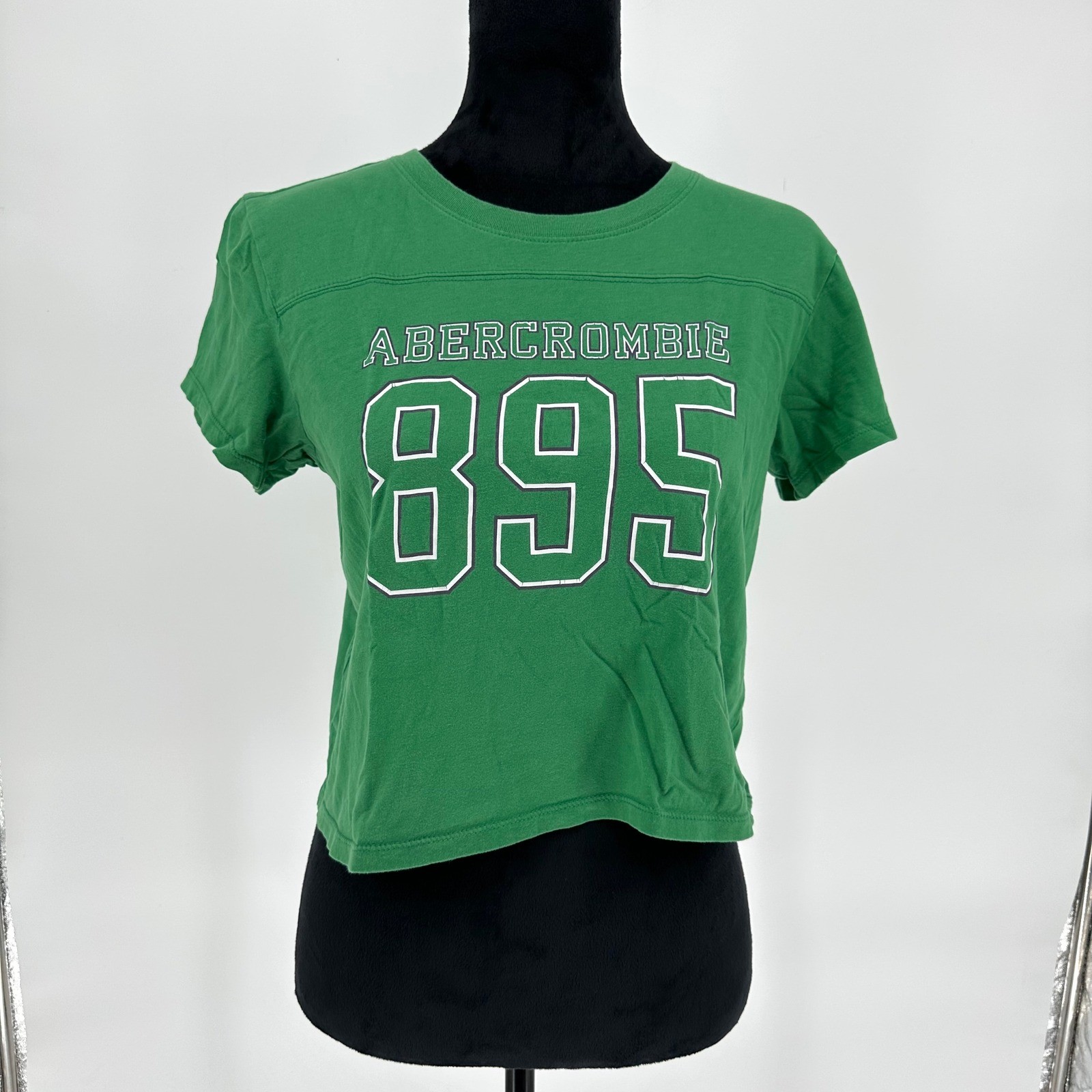 Abercrombie & Fitch Green Boxy Cropped Oversized Baby Tee Shirt XS