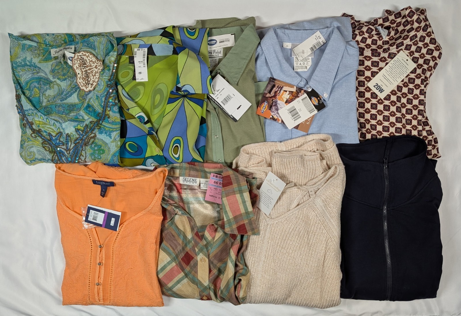 Wholesale Vintage Women’s Lot Of 9 Blouses Tops Various Brands & Style Size 2XL
