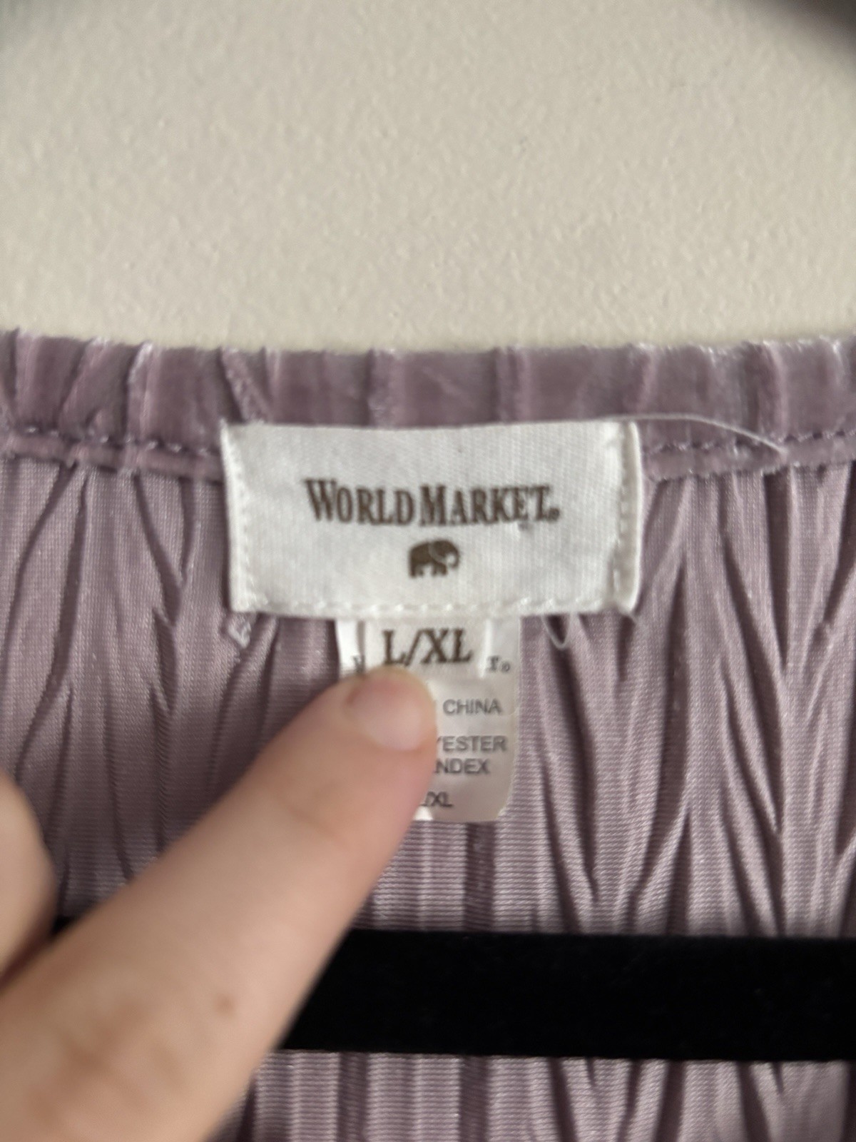 World Market Womens L XL Textured VELVET Tunic Top Boho Festival Lavender Pastel