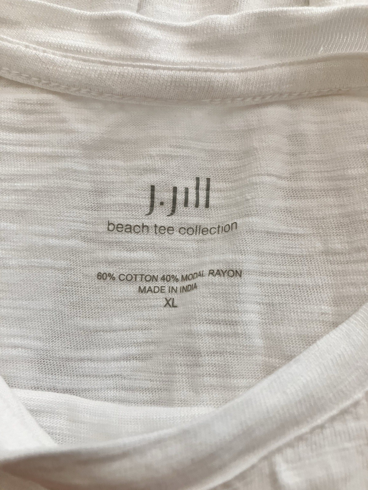 J JILL XL Beach Tee Collection Cotton Rayon White Flamingo Print Tee