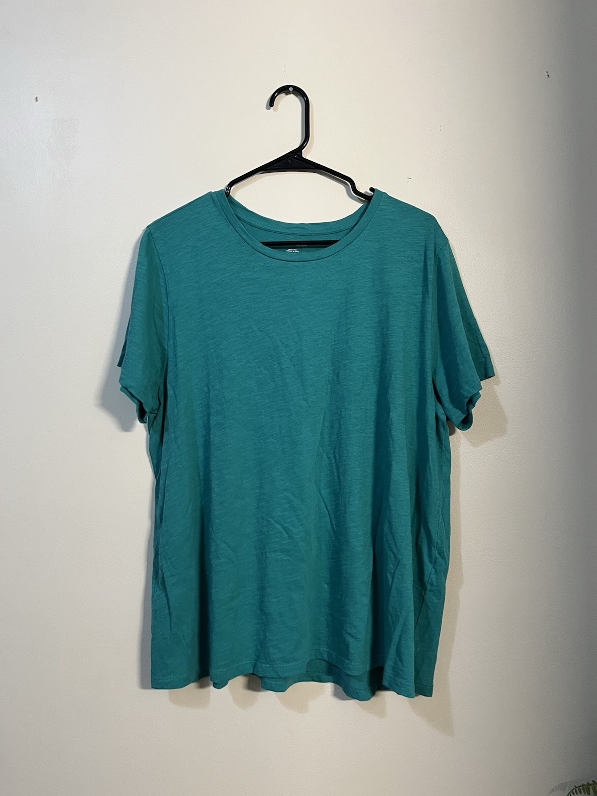Eileen Fisher XL 100% Organic Cotton T Shirt Teal Crewneck Short Sleeve Relaxed