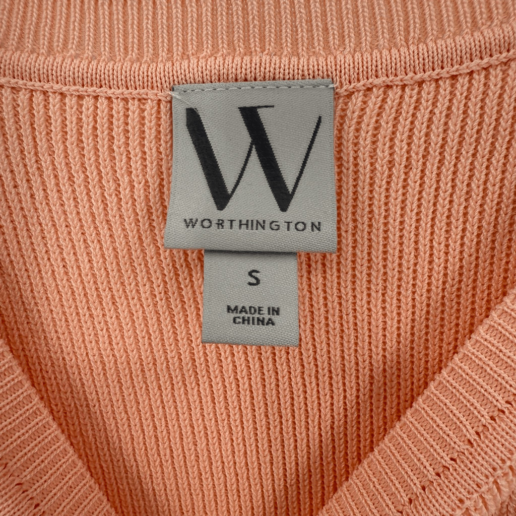 Worthington Knit Sleeveless Sweater Tank Peach Parfait Women Small Stretch NWT