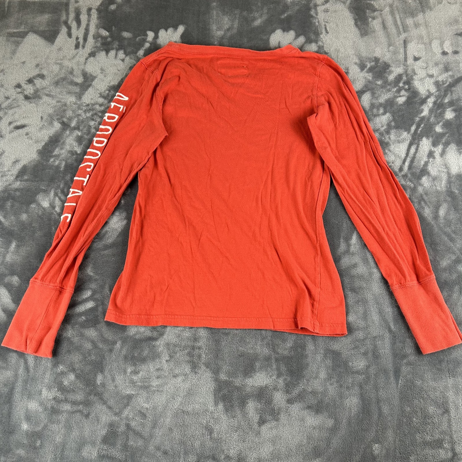 Aeropostale Retro Y2K Orange Large Henley Top Spell Out “87” Long Sleeve