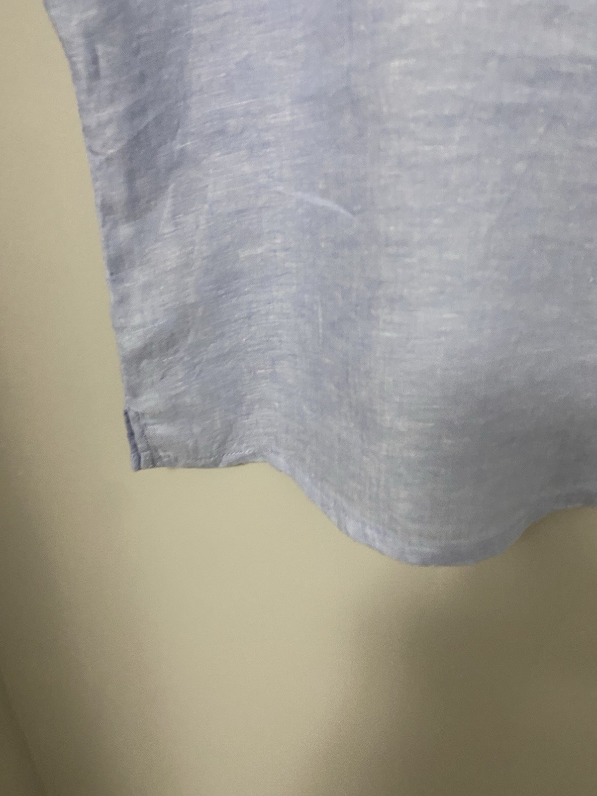 Nicole Miller Linen Short Sleeve Blouse Womens Size L Light Blue V-Neck Utility