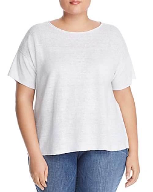 NEW EILEEN FISHER WHITE JERSEY ORGANIC LINEN TOP SIZE 2 X WOMEN $188
