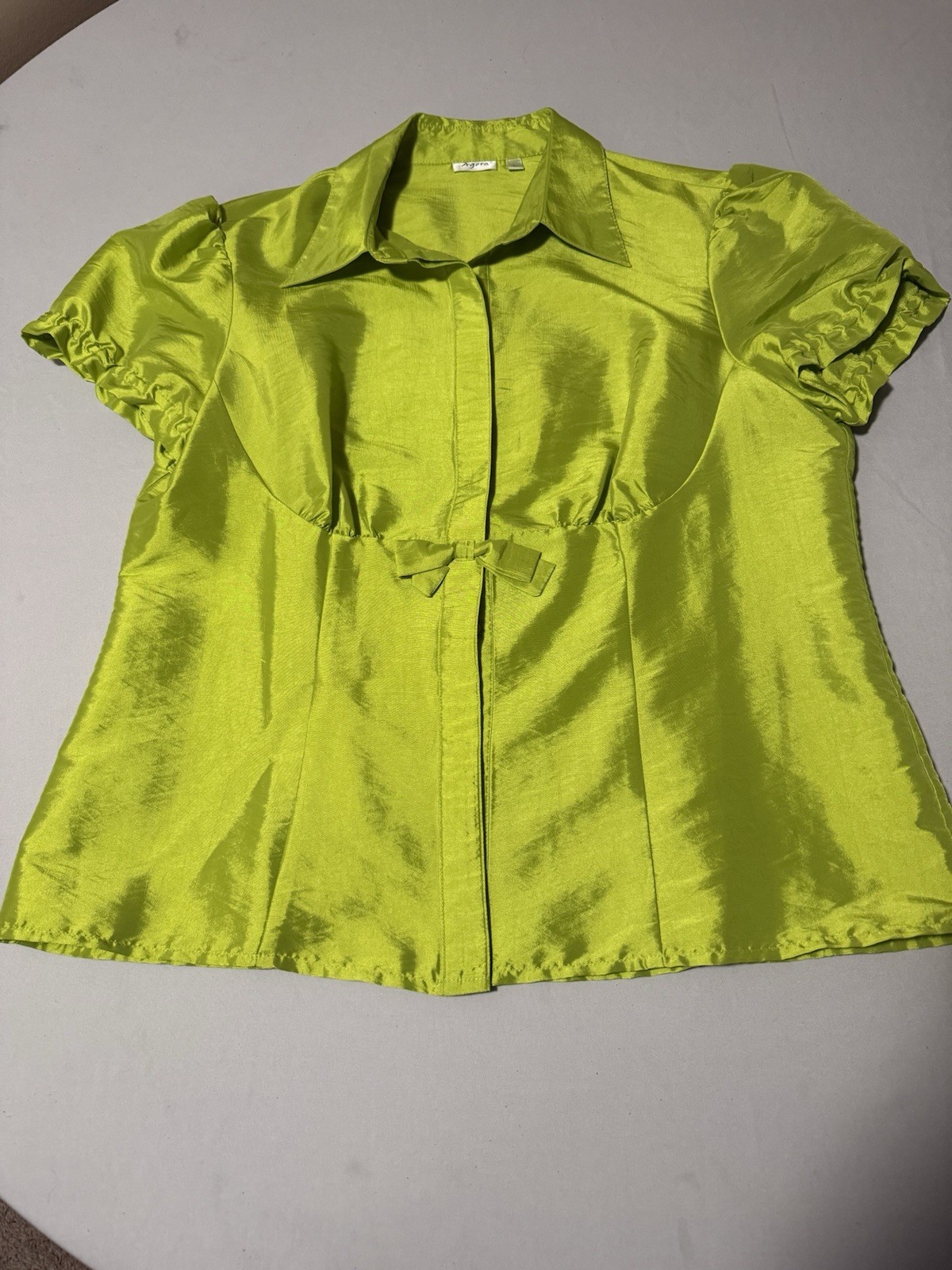 Agora Women’s Shirt Blouse Size Large Short Sleeve Button Up