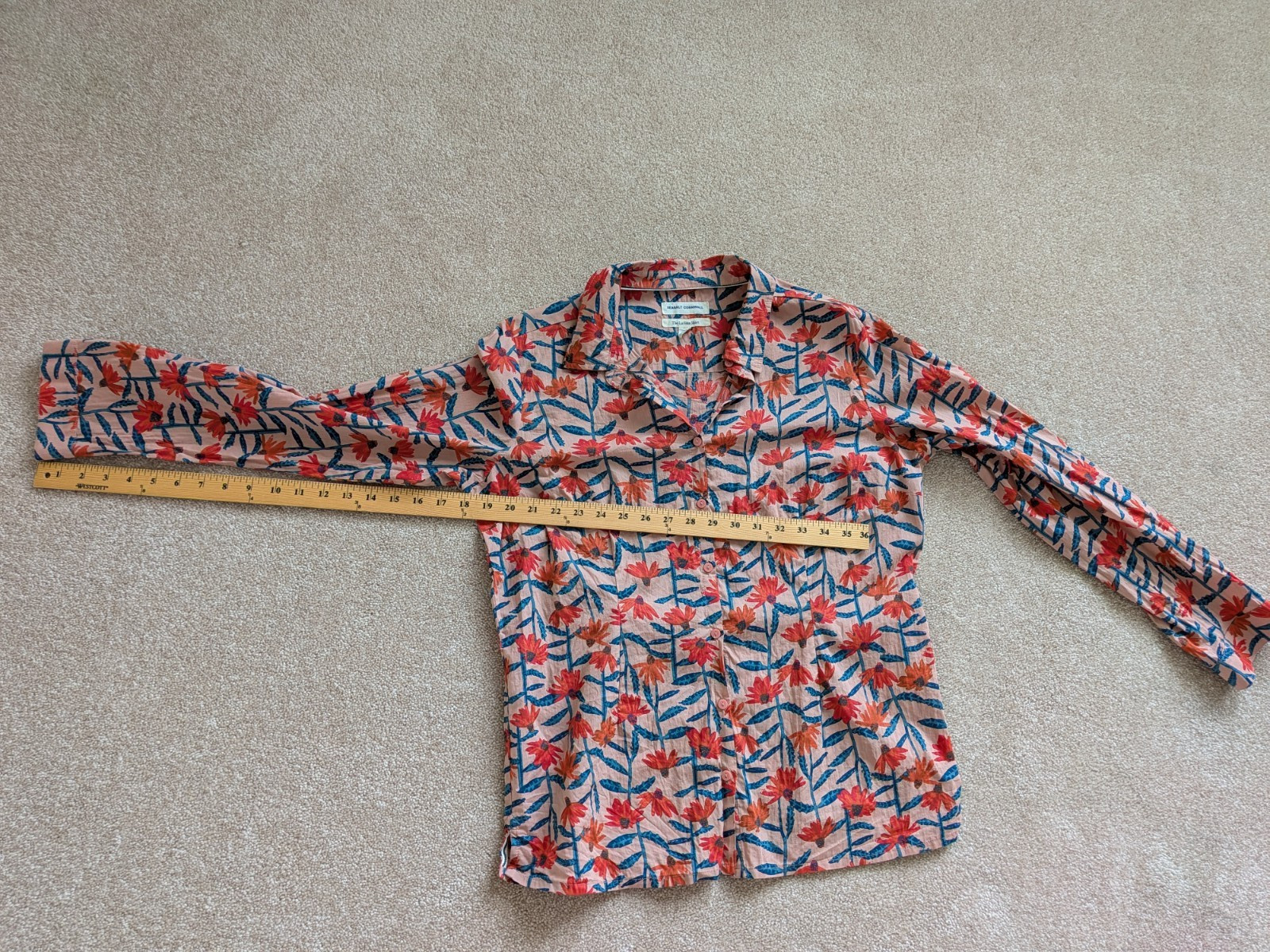 Pre-Owned SeasaltCornwall Larissa Echinacea Roll Sleeve Organic Cotton Shrt US 8