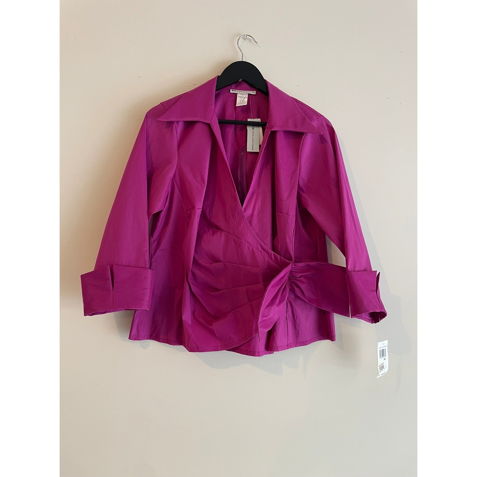 U3 Collection Magenta Wrap Blouse 3/4 Sleeve Size 14