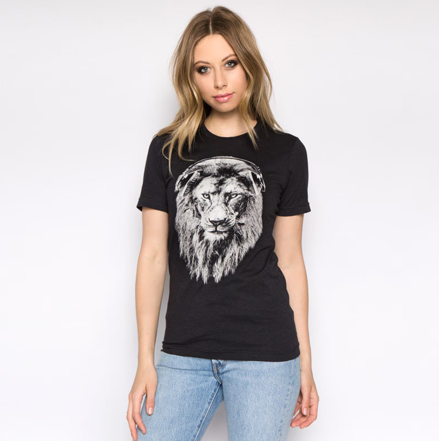 Lion Graphic Tee Womens TriBlend Animal Print TShirt Stylish Casual Top