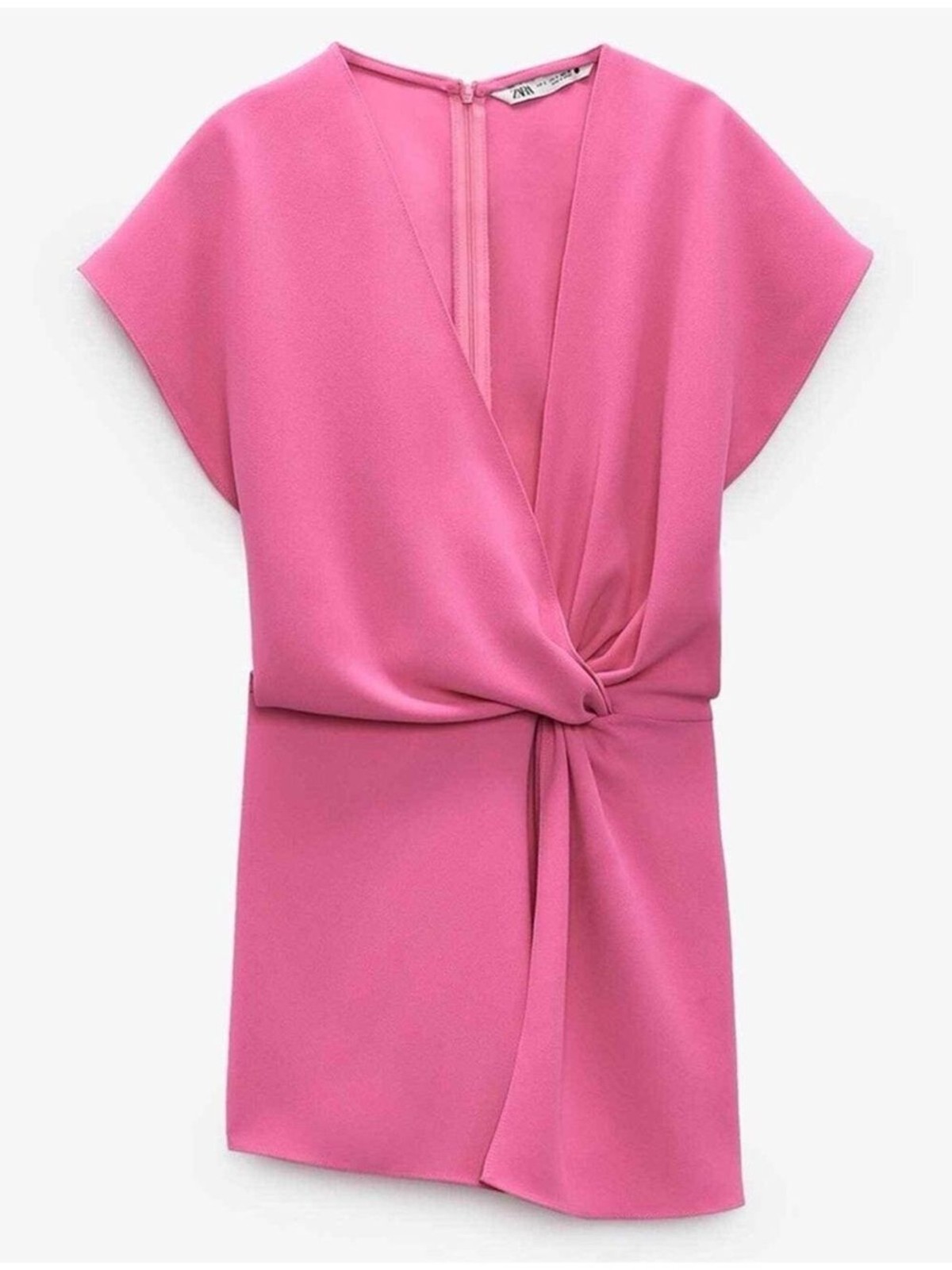 Zara White Twist-Knot V-Neck Cap Sleeve Top Size M NWT
