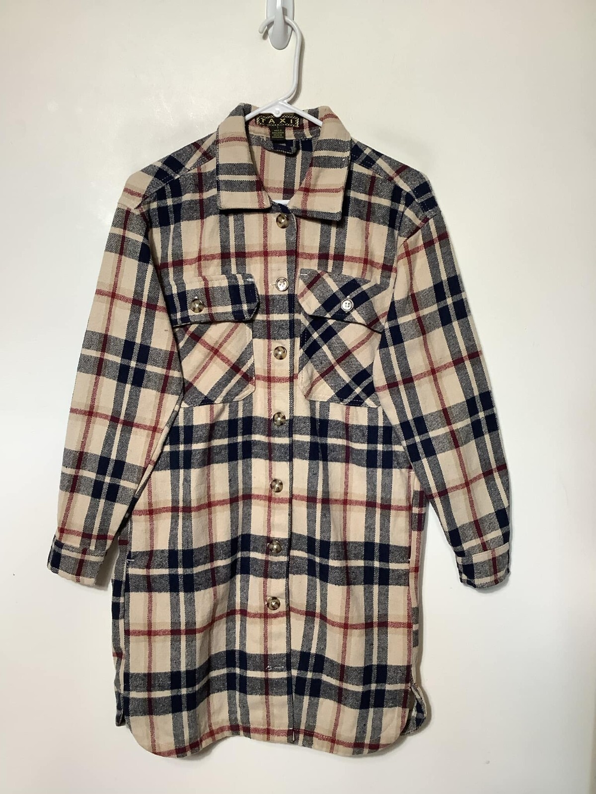 Taxi Flannel Plaid Women’s Button Down Long Sleeve Shirt Dress Size S