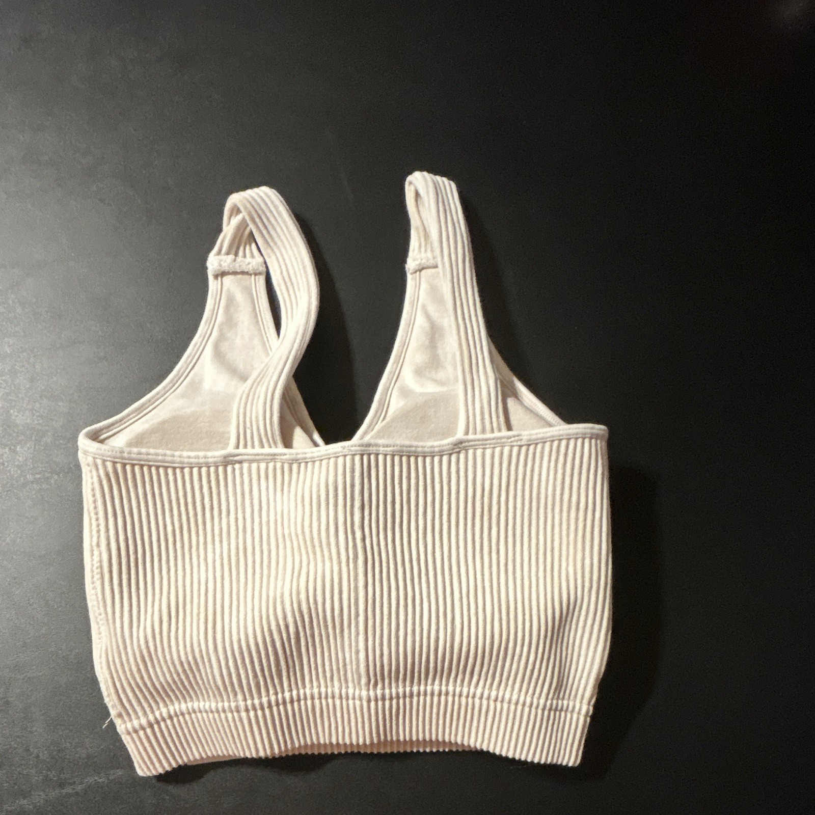3 Zenana Crop Top Pullover White/Blue Stripe Ribbed S/M