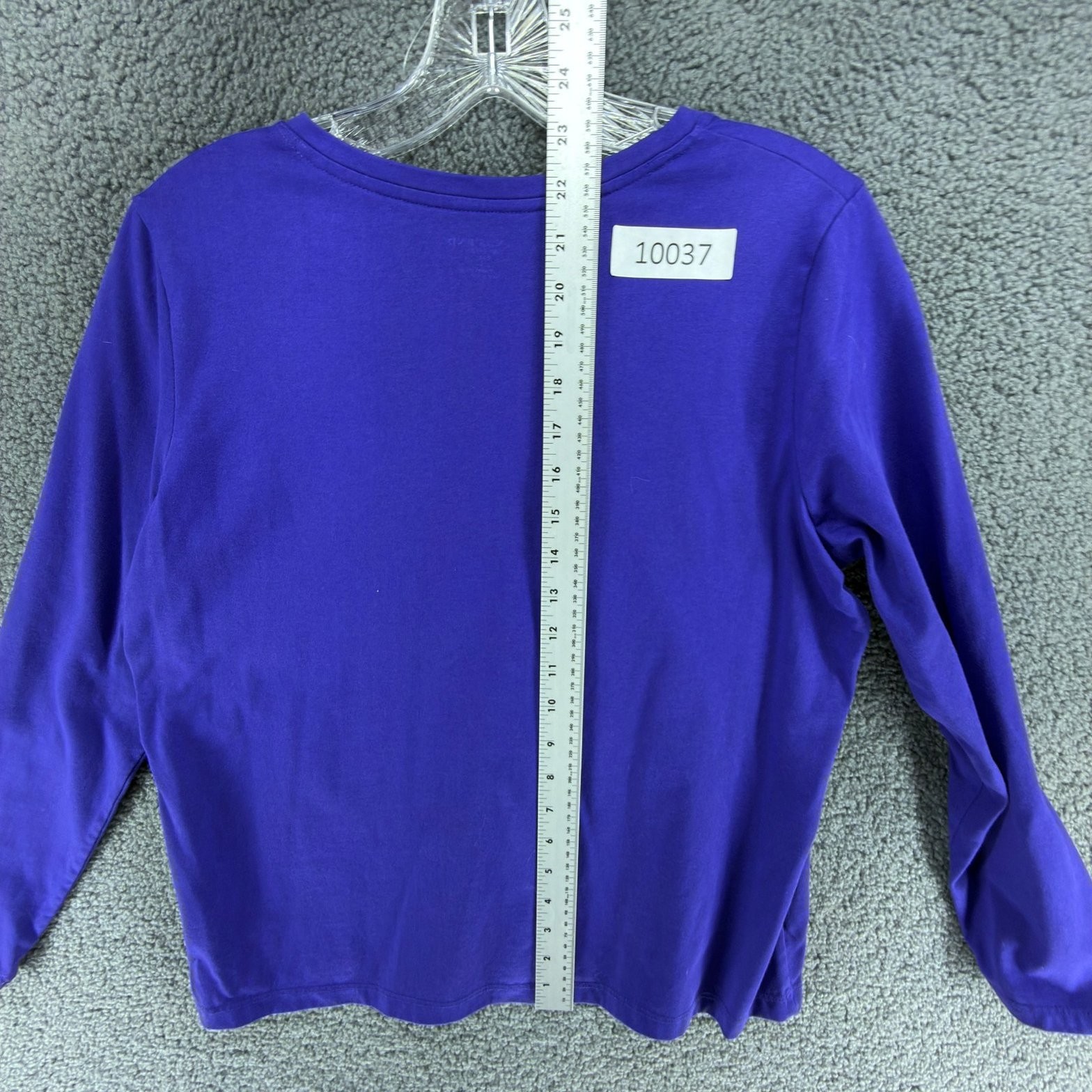 Lands End Relaxed Shirt Womens S/P Purple 100% Supima Cotton Long Sleeve Crew