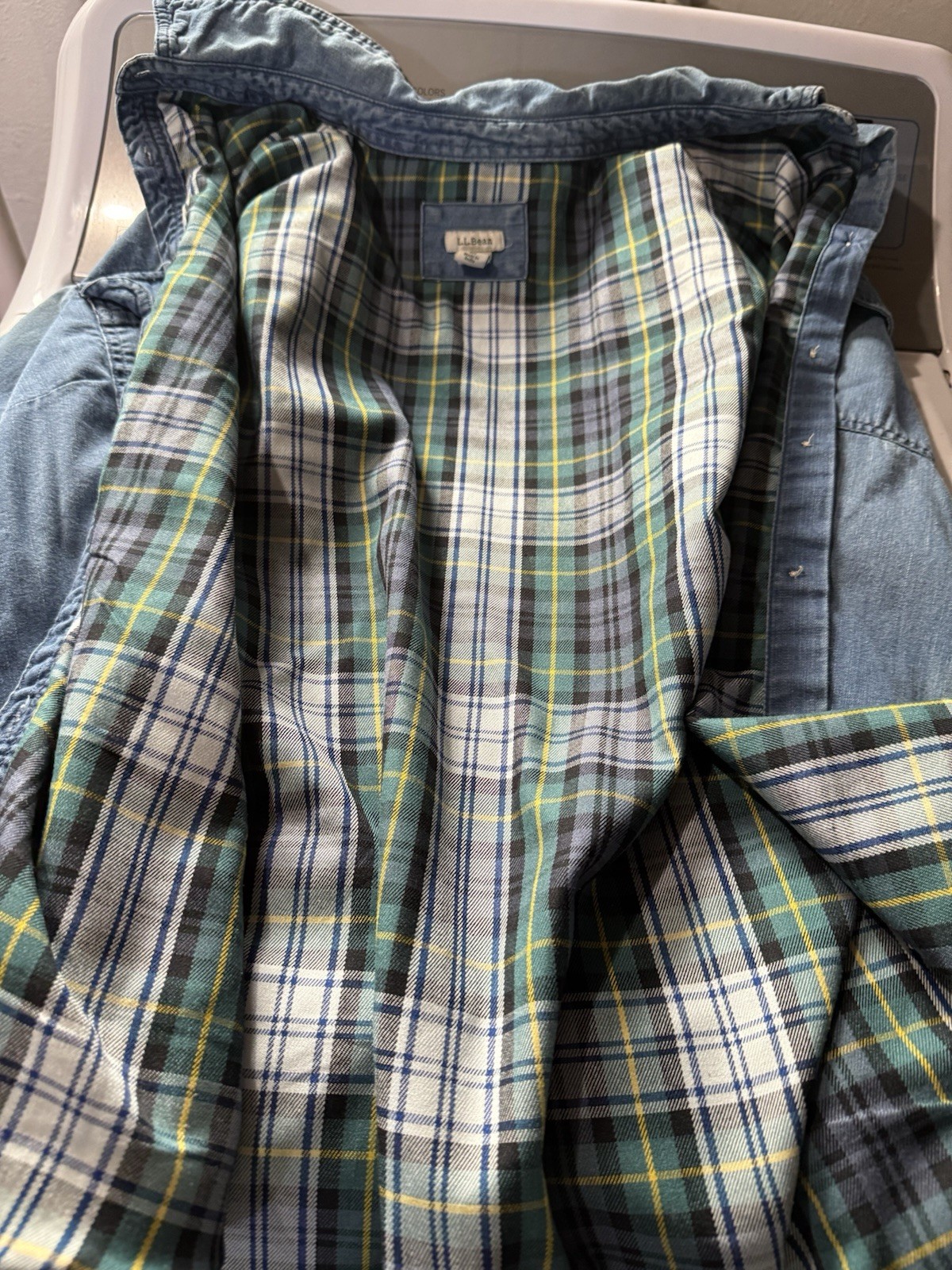 Lot of 2 – L.L. Bean Heritage Washed Denim Shirts Women’s Medium Flannel Lined