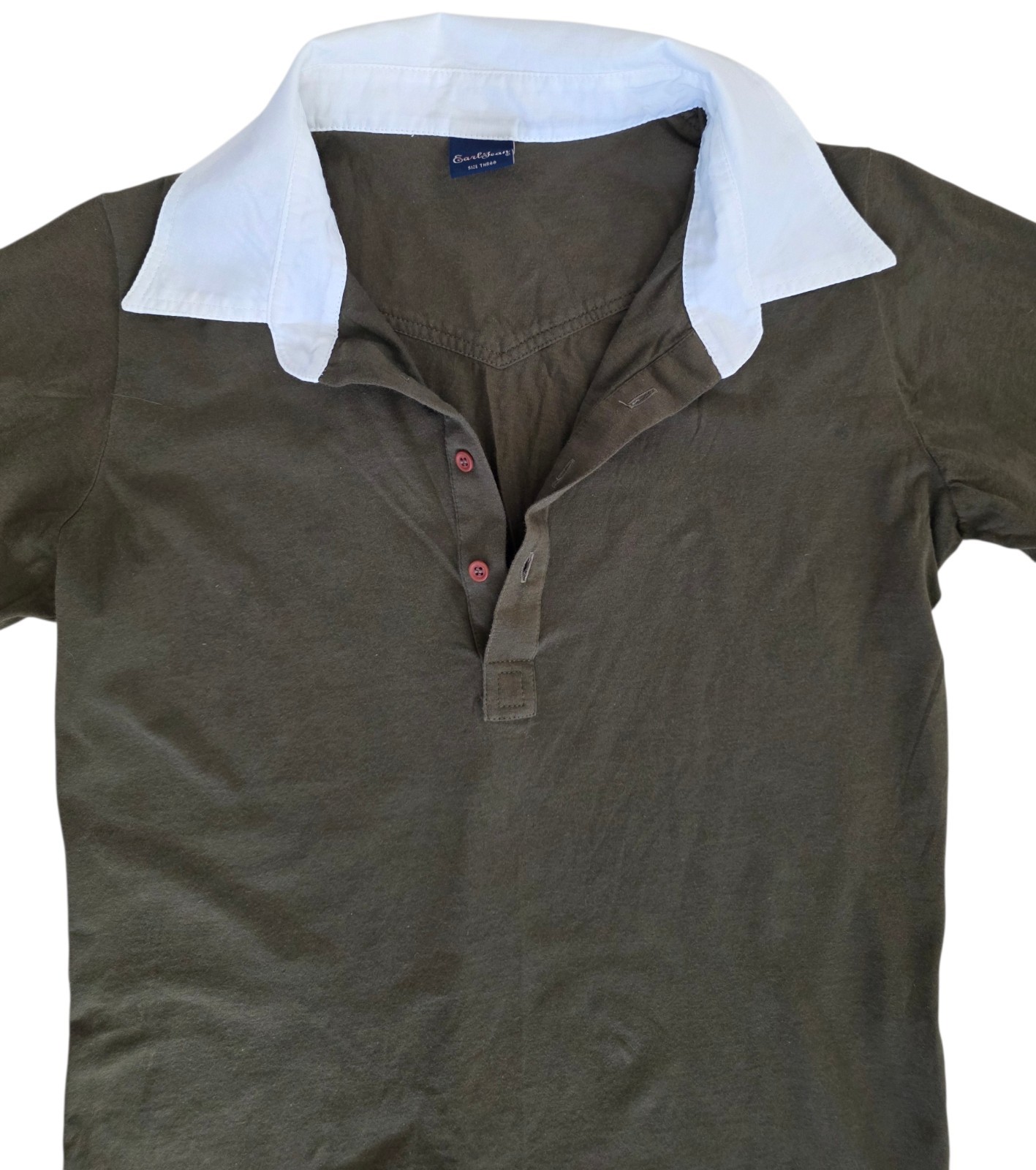 Size 3 (Large) New Earl Jean Polo T-Shirt Collared Army Green Los Angeles Top