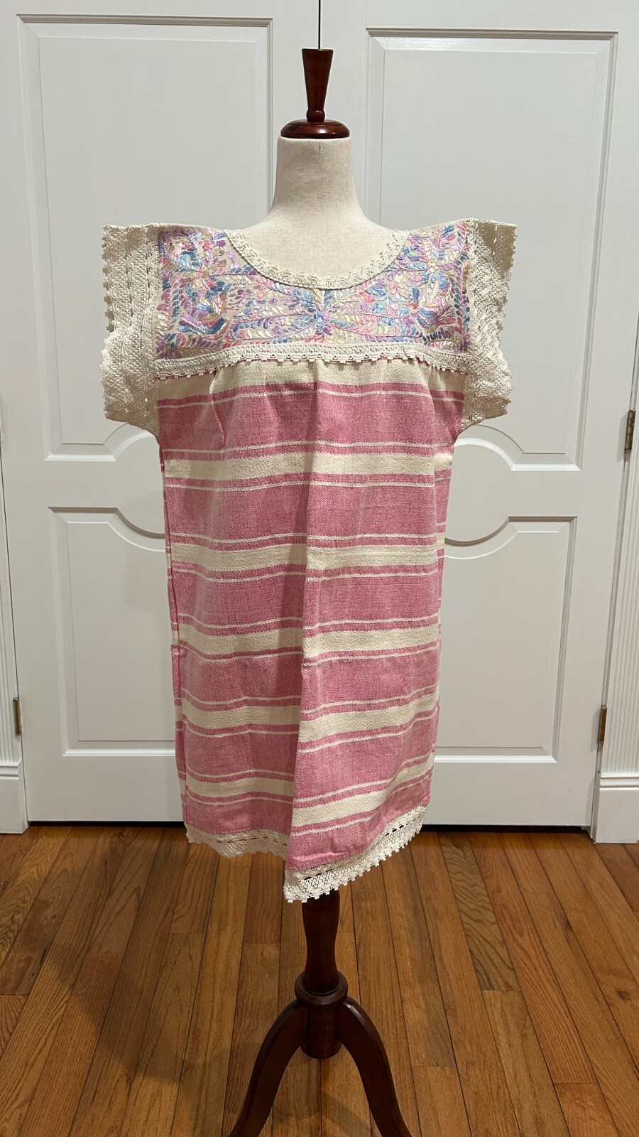 Paloma Embroidered Mexican Blous, With Hand Loom fabric.