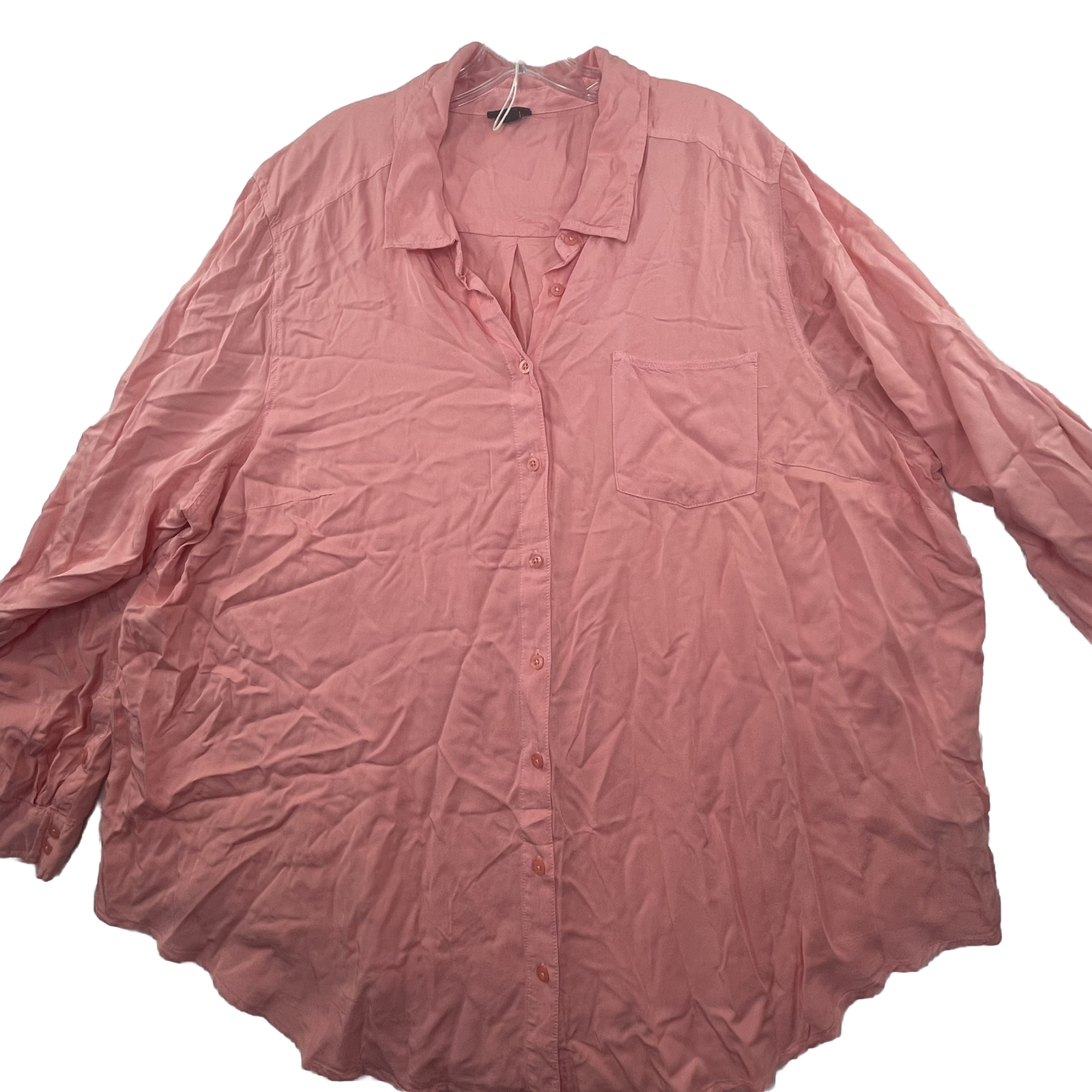 Torrid 3 Women’s Plus Size 3X Solid Pink 100% Rayon Button Down Blouse Top