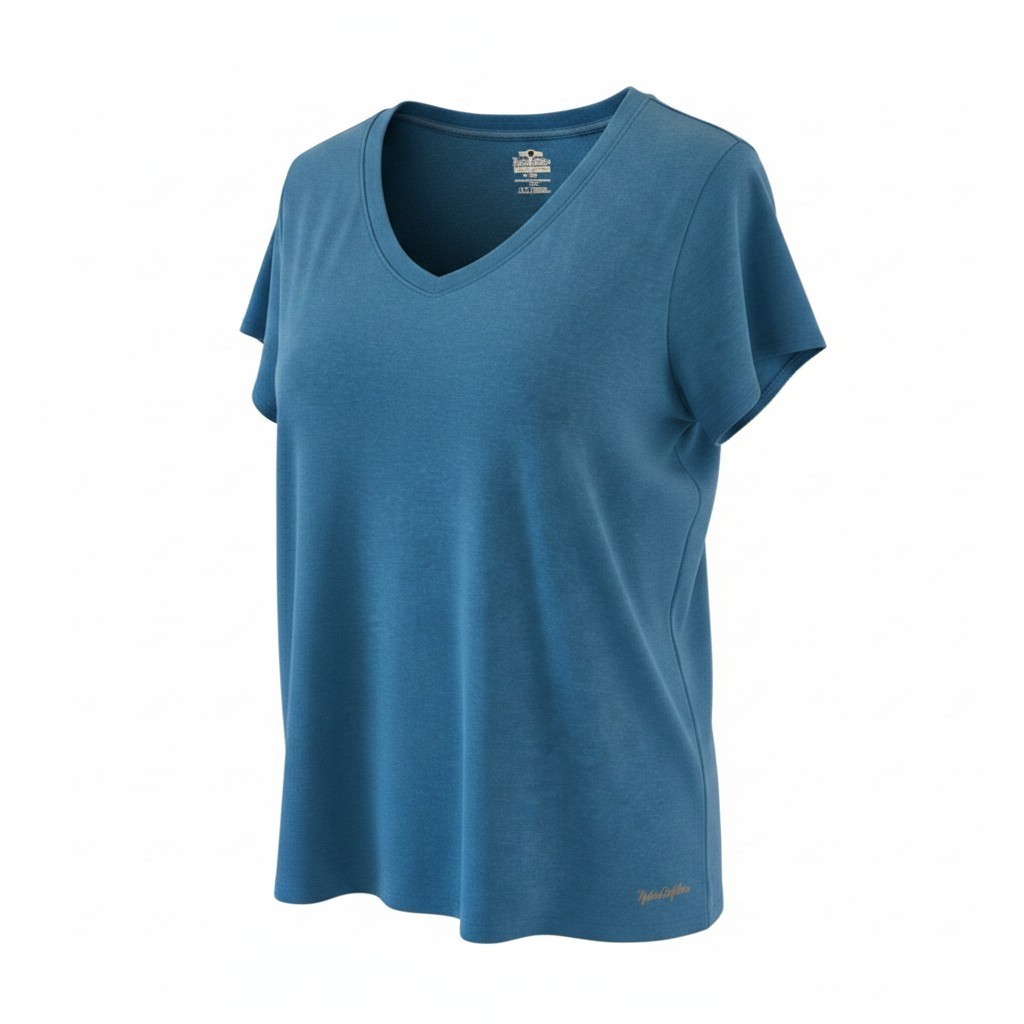 NOBLE OUTFITTERS Tee T Shirt Women’s XXL Long Blue V-Neck Knit Stretch Tagless